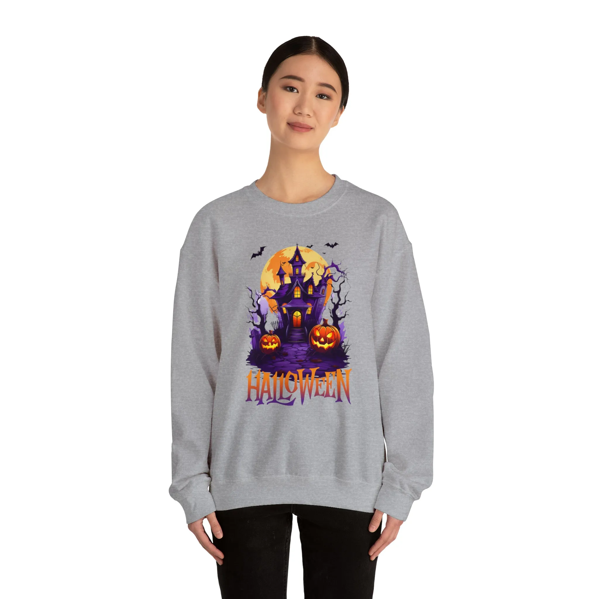 Halloween Haunted House Sweatshirt, Scary Halloween Sweatshirt, Funny Creepy Sweatshirt, Party Shirt, Unisex Heavy Blend Shirt