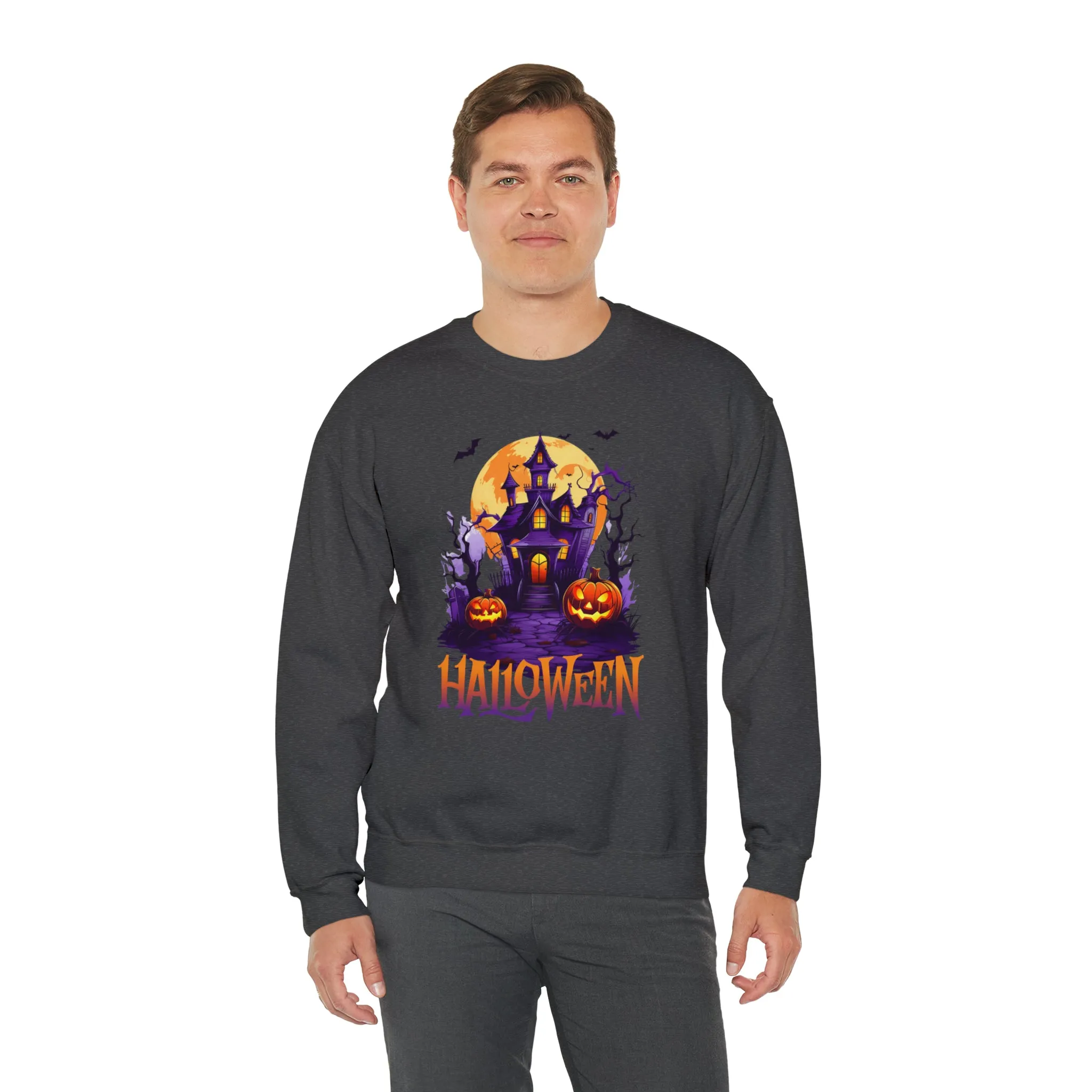 Halloween Haunted House Sweatshirt, Scary Halloween Sweatshirt, Funny Creepy Sweatshirt, Party Shirt, Unisex Heavy Blend Shirt