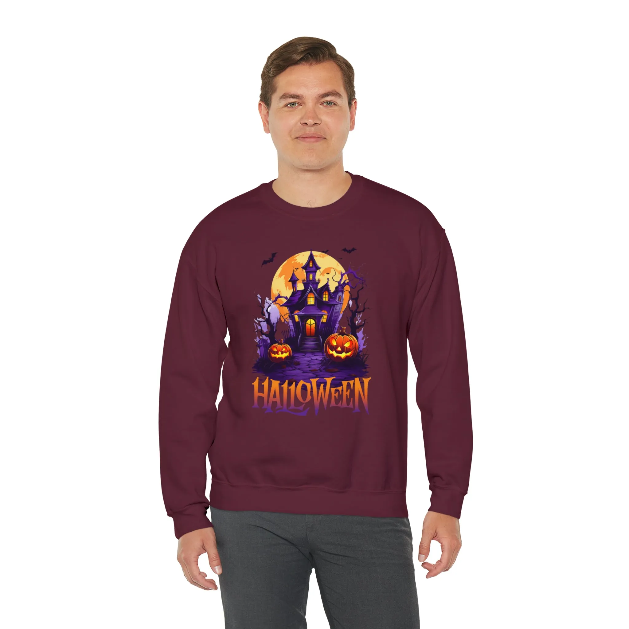 Halloween Haunted House Sweatshirt, Scary Halloween Sweatshirt, Funny Creepy Sweatshirt, Party Shirt, Unisex Heavy Blend Shirt