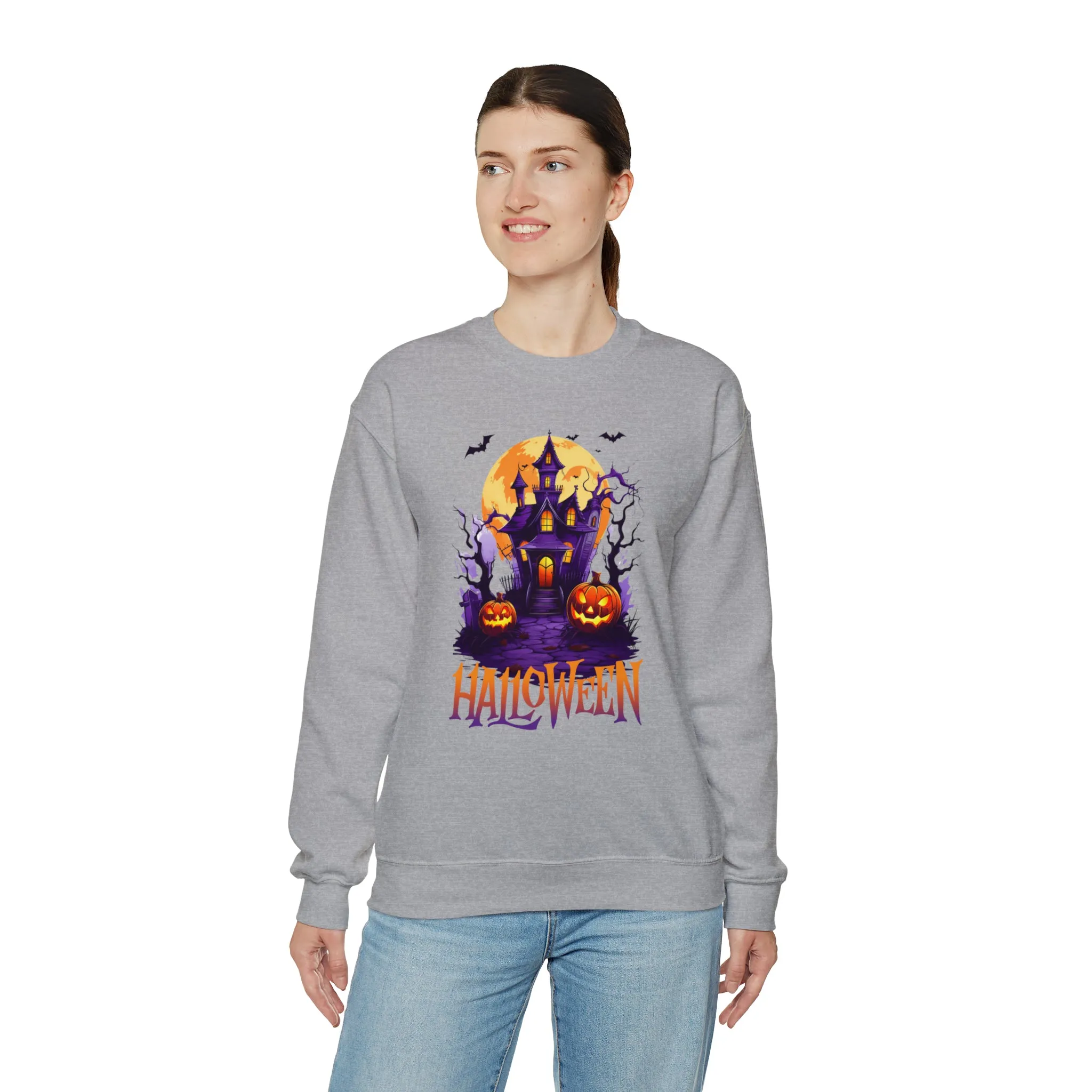 Halloween Haunted House Sweatshirt, Scary Halloween Sweatshirt, Funny Creepy Sweatshirt, Party Shirt, Unisex Heavy Blend Shirt