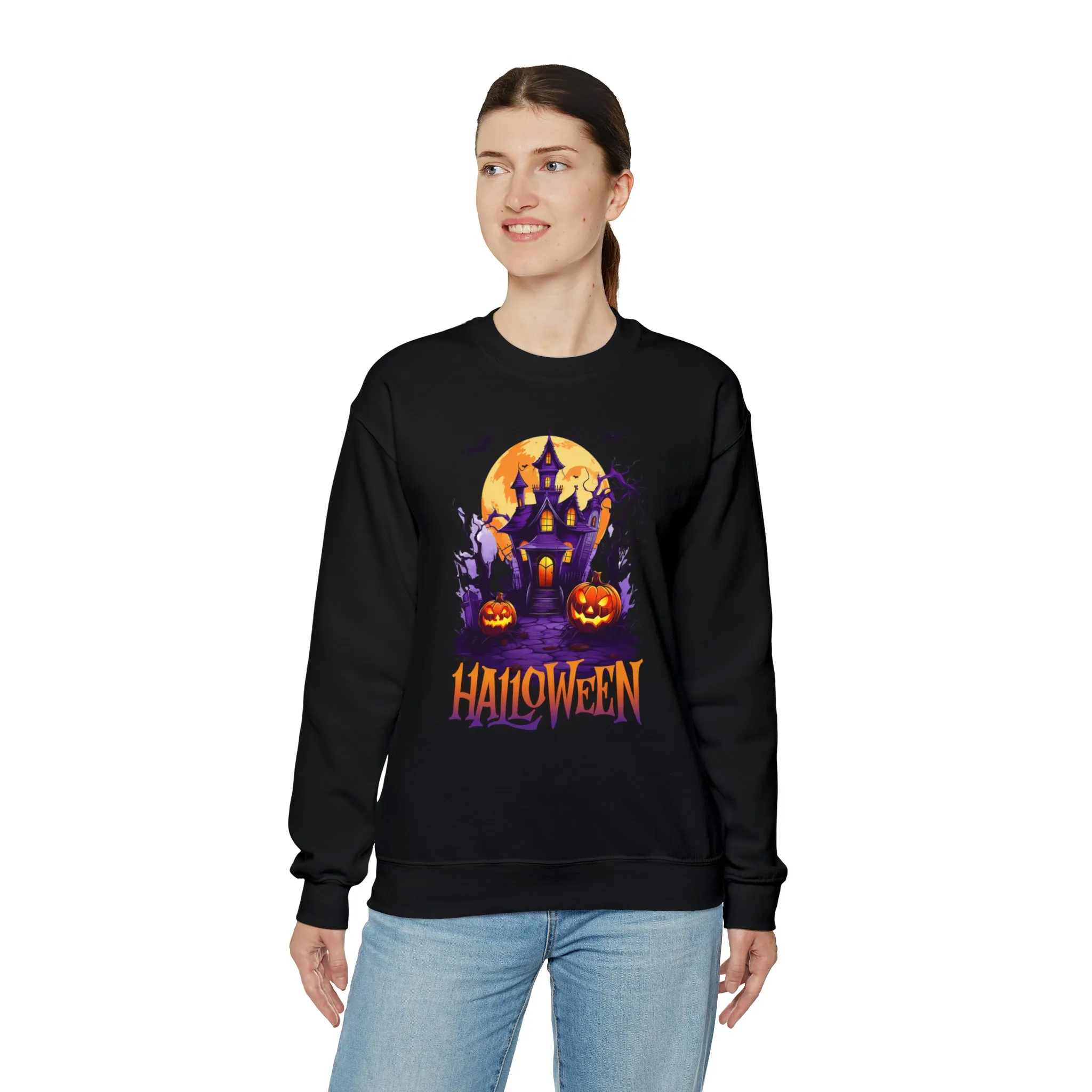 Halloween Haunted House Sweatshirt, Scary Halloween Sweatshirt, Funny Creepy Sweatshirt, Party Shirt, Unisex Heavy Blend Shirt