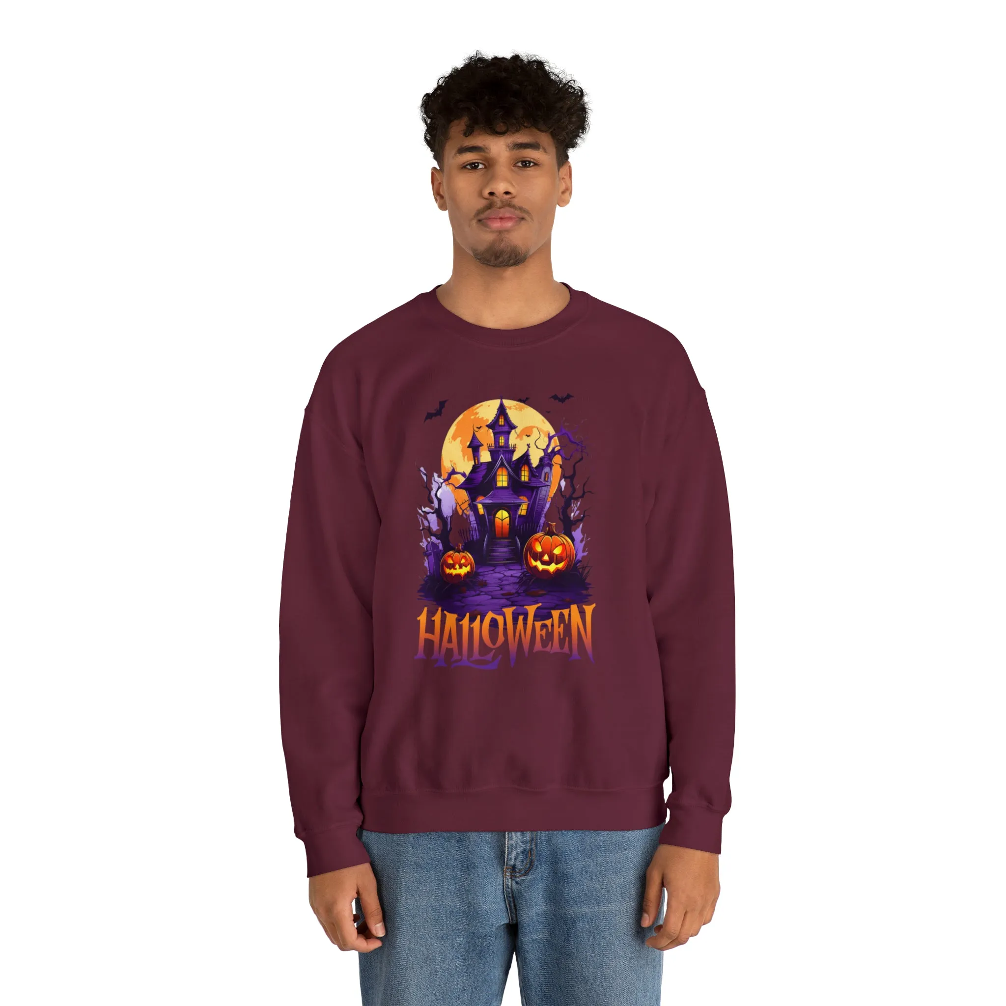 Halloween Haunted House Sweatshirt, Scary Halloween Sweatshirt, Funny Creepy Sweatshirt, Party Shirt, Unisex Heavy Blend Shirt