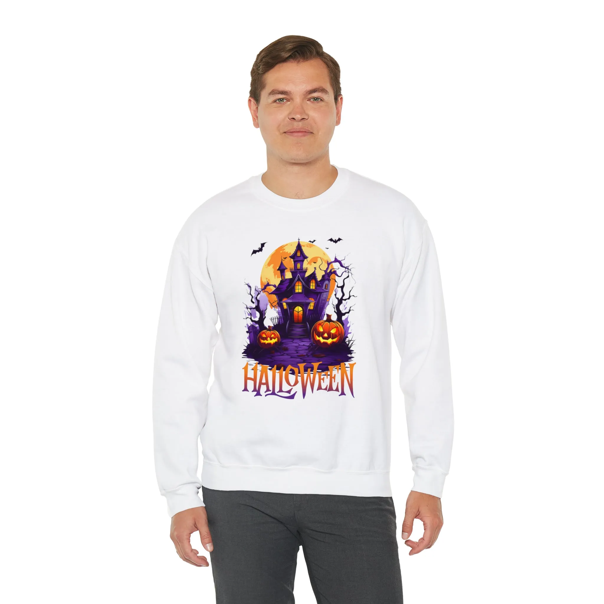 Halloween Haunted House Sweatshirt, Scary Halloween Sweatshirt, Funny Creepy Sweatshirt, Party Shirt, Unisex Heavy Blend Shirt