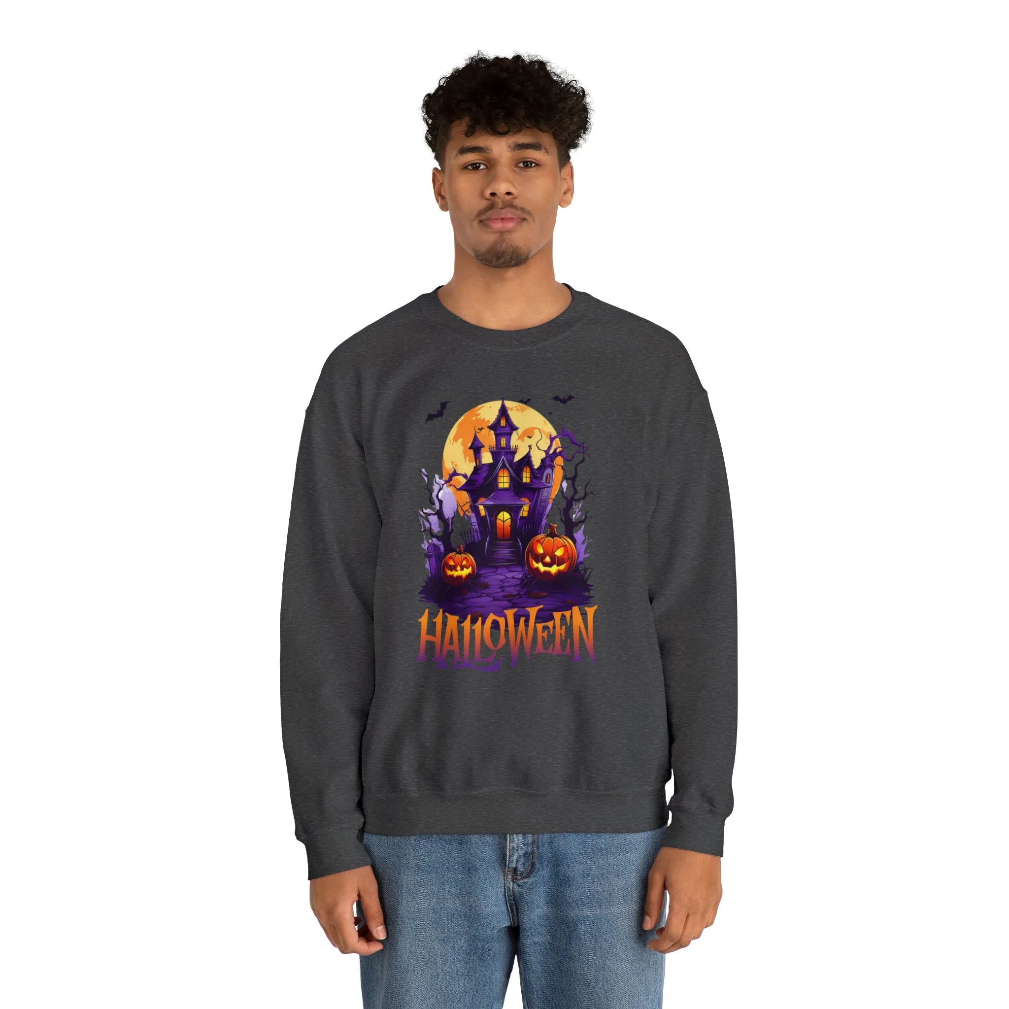 Halloween Haunted House Sweatshirt, Scary Halloween Sweatshirt, Funny Creepy Sweatshirt, Party Shirt, Unisex Heavy Blend Shirt