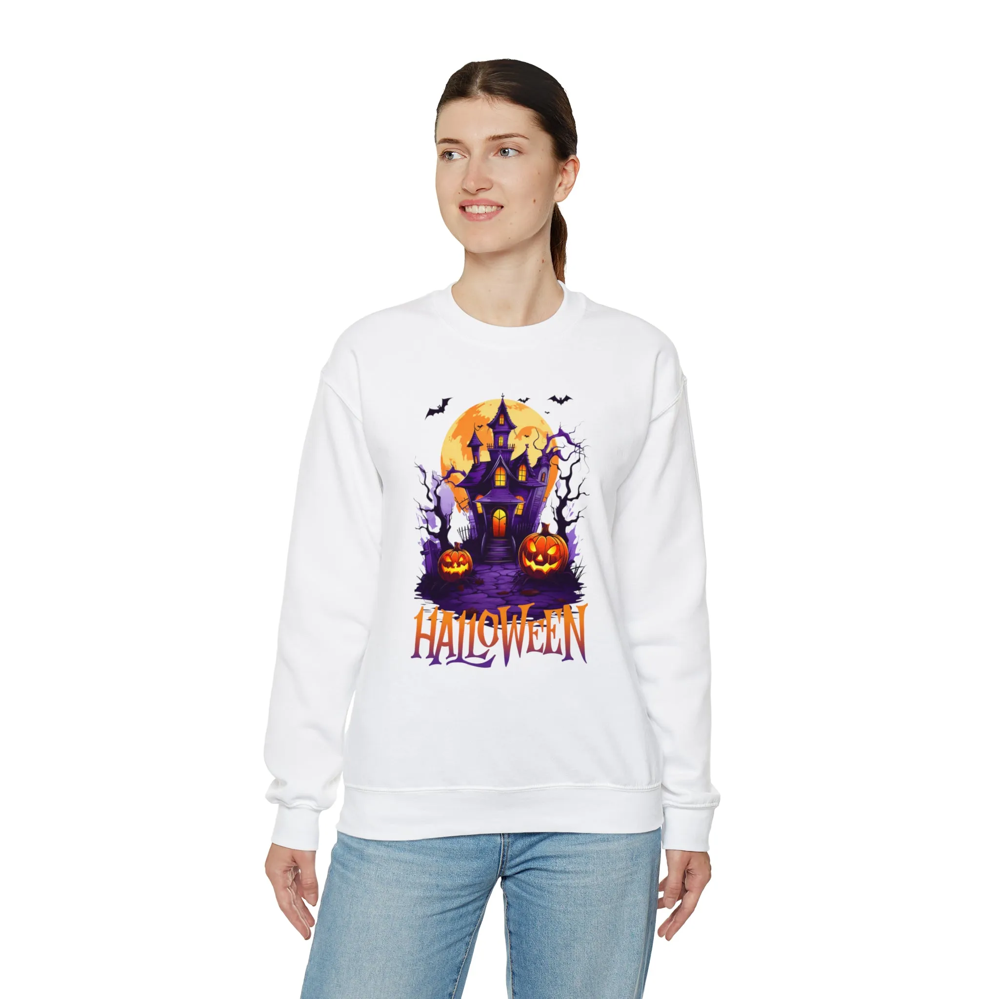Halloween Haunted House Sweatshirt, Scary Halloween Sweatshirt, Funny Creepy Sweatshirt, Party Shirt, Unisex Heavy Blend Shirt