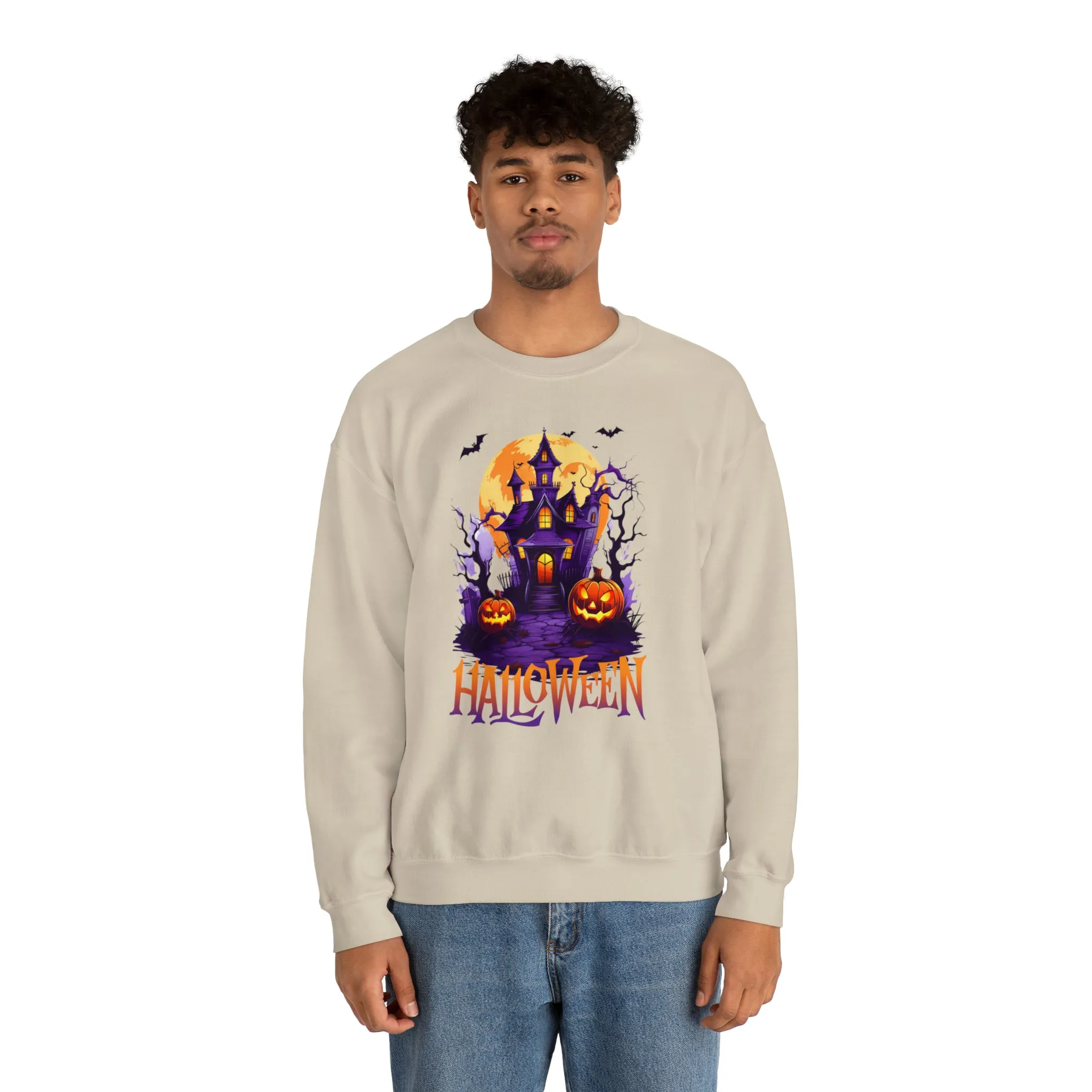 Halloween Haunted House Sweatshirt, Scary Halloween Sweatshirt, Funny Creepy Sweatshirt, Party Shirt, Unisex Heavy Blend Shirt