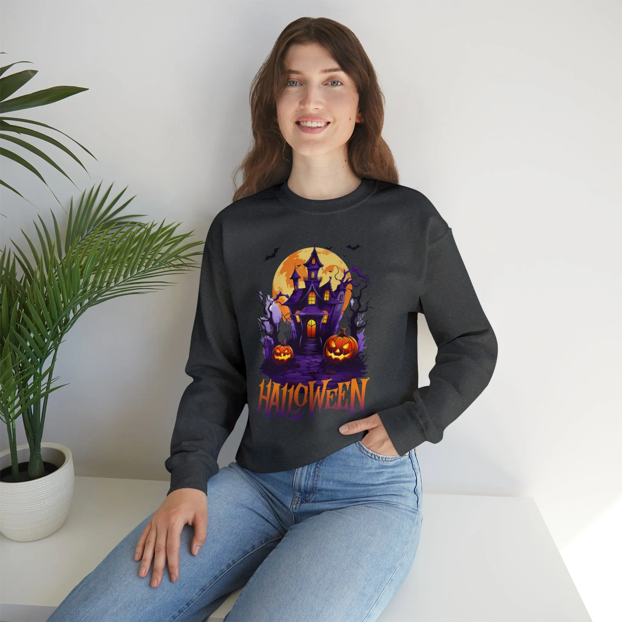 Halloween Haunted House Sweatshirt, Scary Halloween Sweatshirt, Funny Creepy Sweatshirt, Party Shirt, Unisex Heavy Blend Shirt