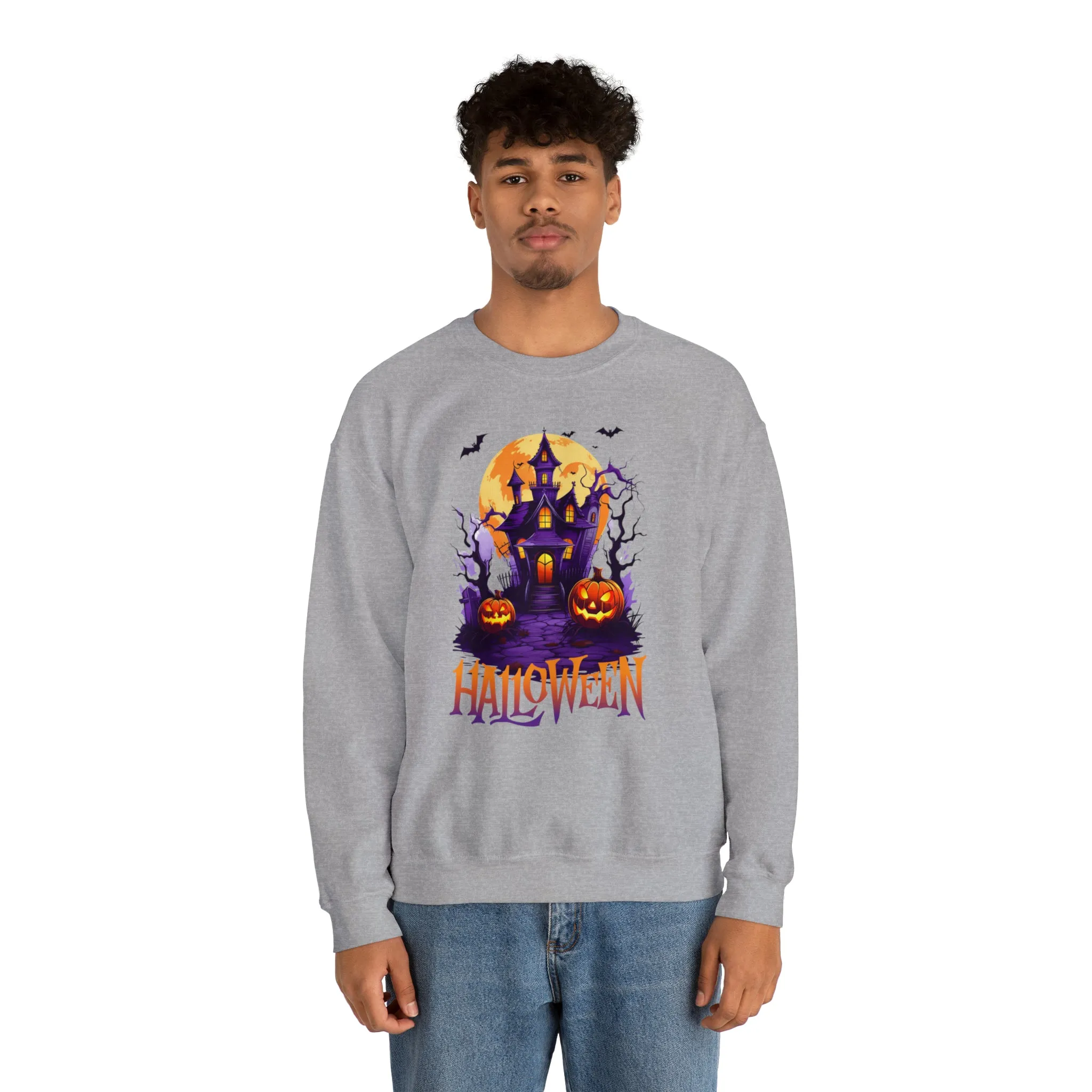 Halloween Haunted House Sweatshirt, Scary Halloween Sweatshirt, Funny Creepy Sweatshirt, Party Shirt, Unisex Heavy Blend Shirt