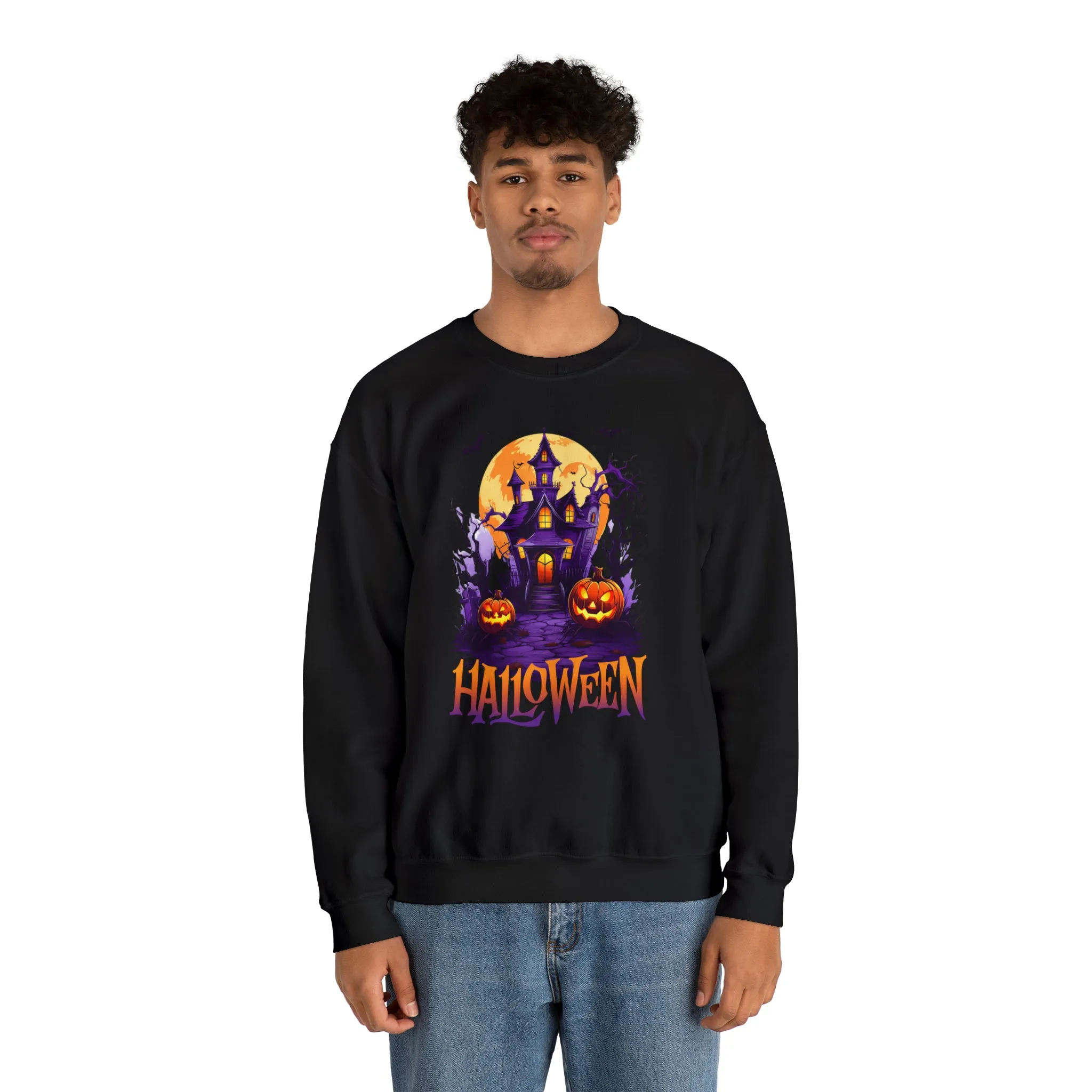 Halloween Haunted House Sweatshirt, Scary Halloween Sweatshirt, Funny Creepy Sweatshirt, Party Shirt, Unisex Heavy Blend Shirt