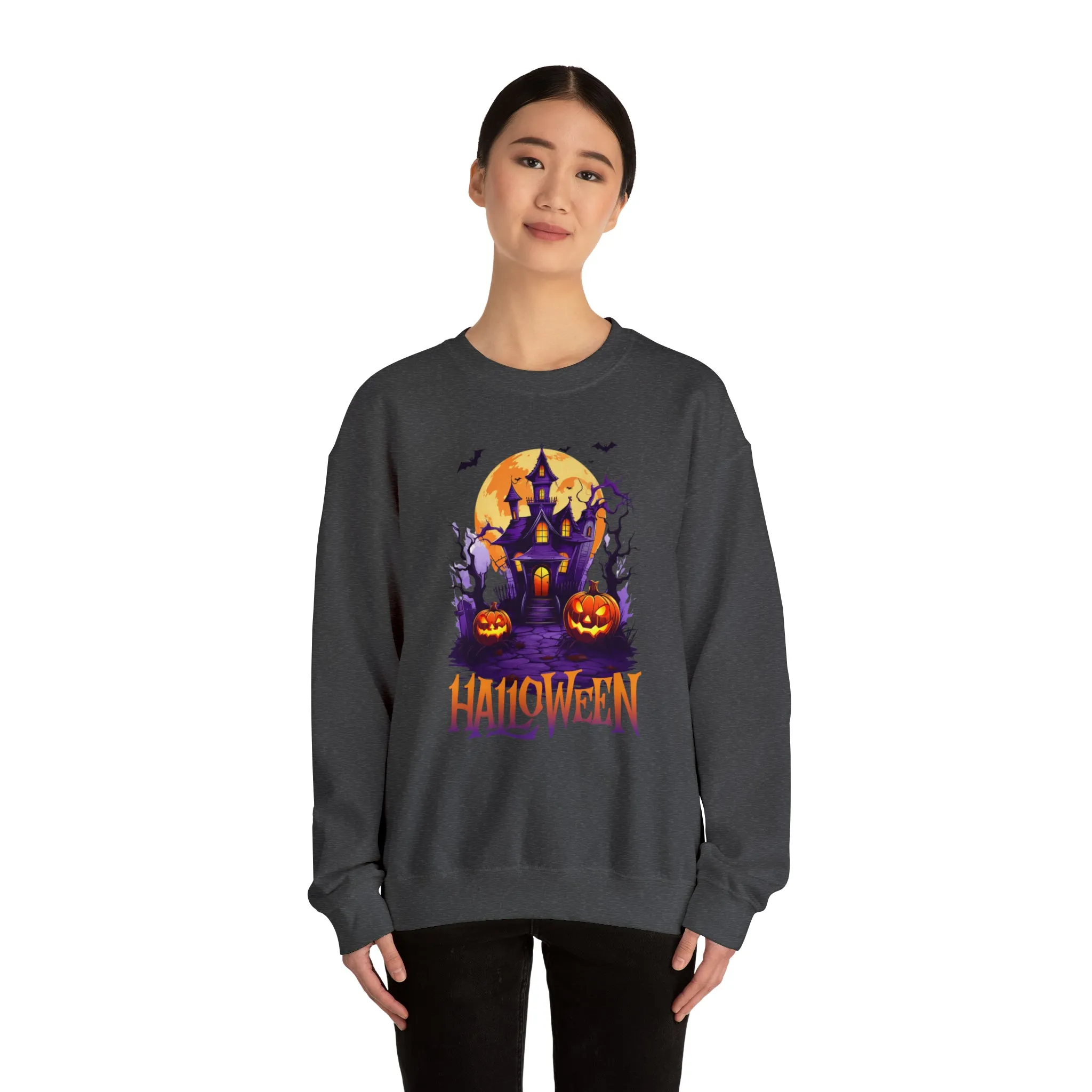 Halloween Haunted House Sweatshirt, Scary Halloween Sweatshirt, Funny Creepy Sweatshirt, Party Shirt, Unisex Heavy Blend Shirt