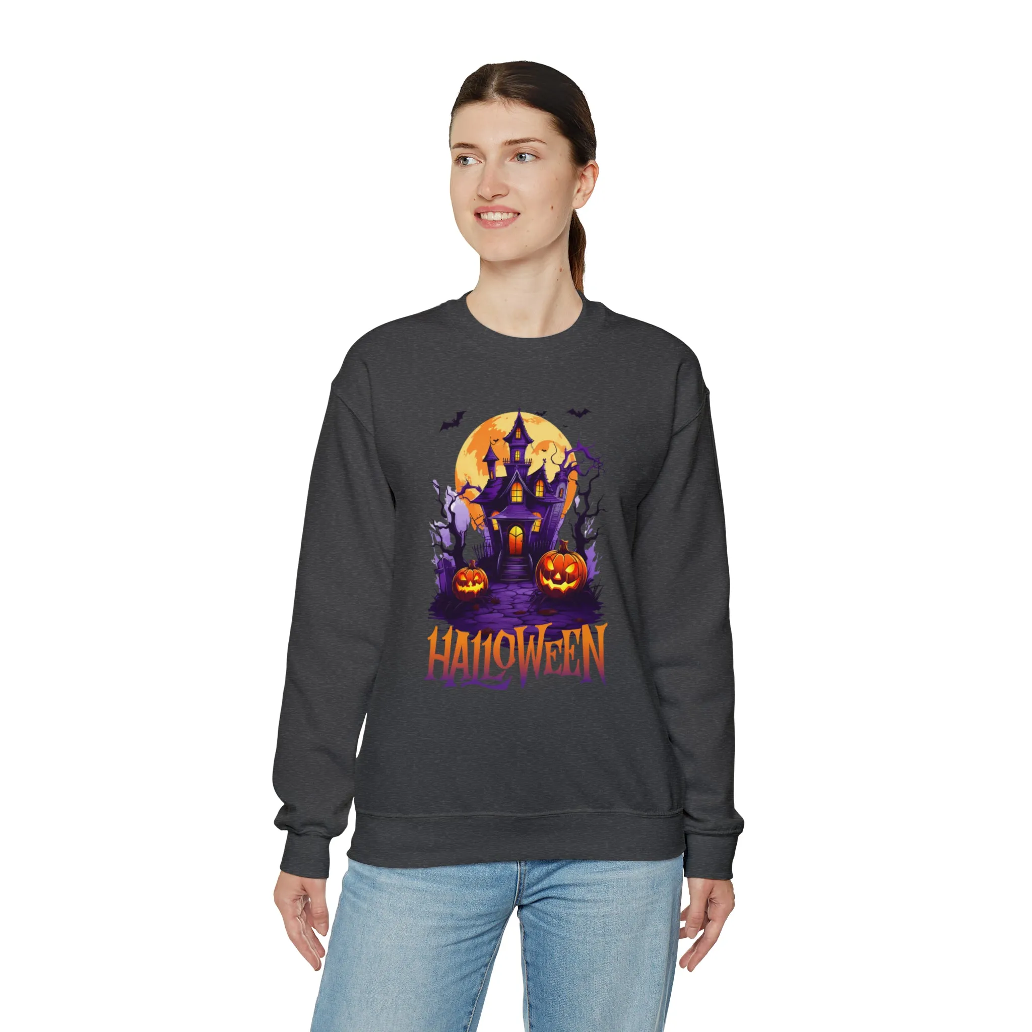 Halloween Haunted House Sweatshirt, Scary Halloween Sweatshirt, Funny Creepy Sweatshirt, Party Shirt, Unisex Heavy Blend Shirt
