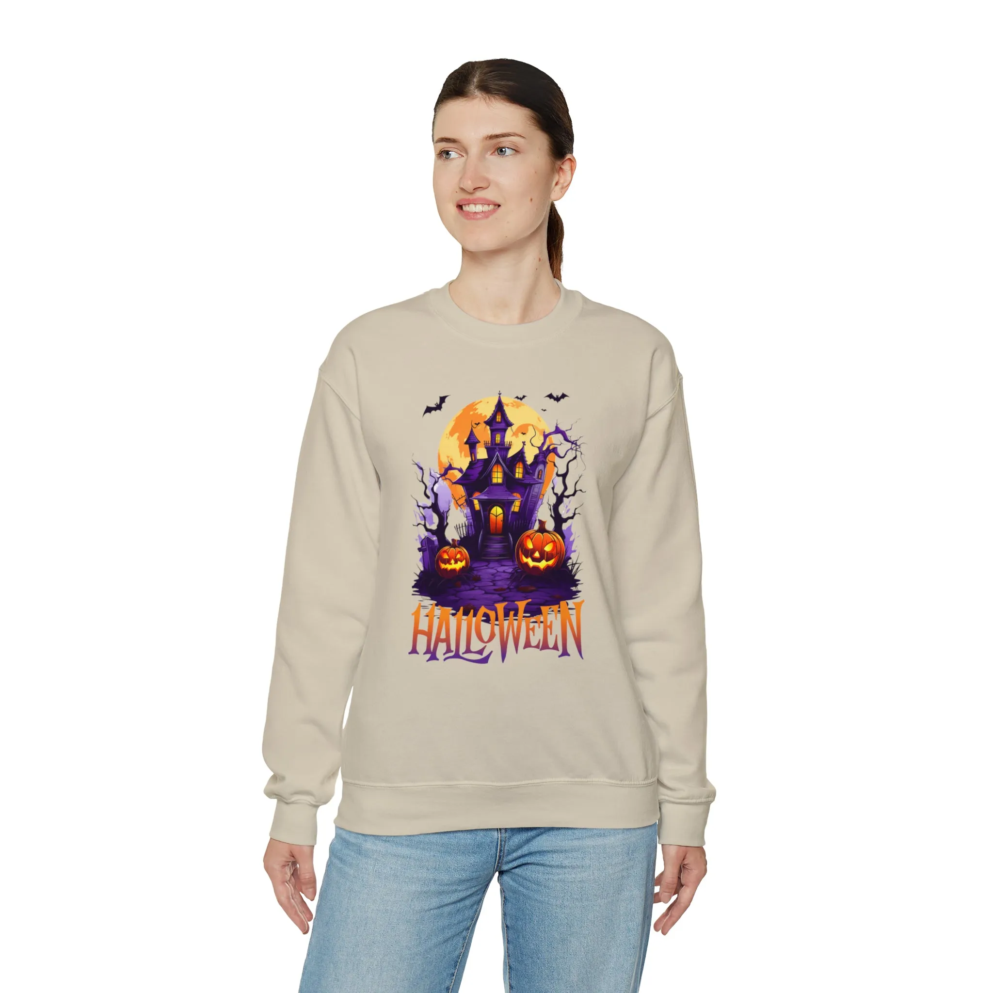 Halloween Haunted House Sweatshirt, Scary Halloween Sweatshirt, Funny Creepy Sweatshirt, Party Shirt, Unisex Heavy Blend Shirt