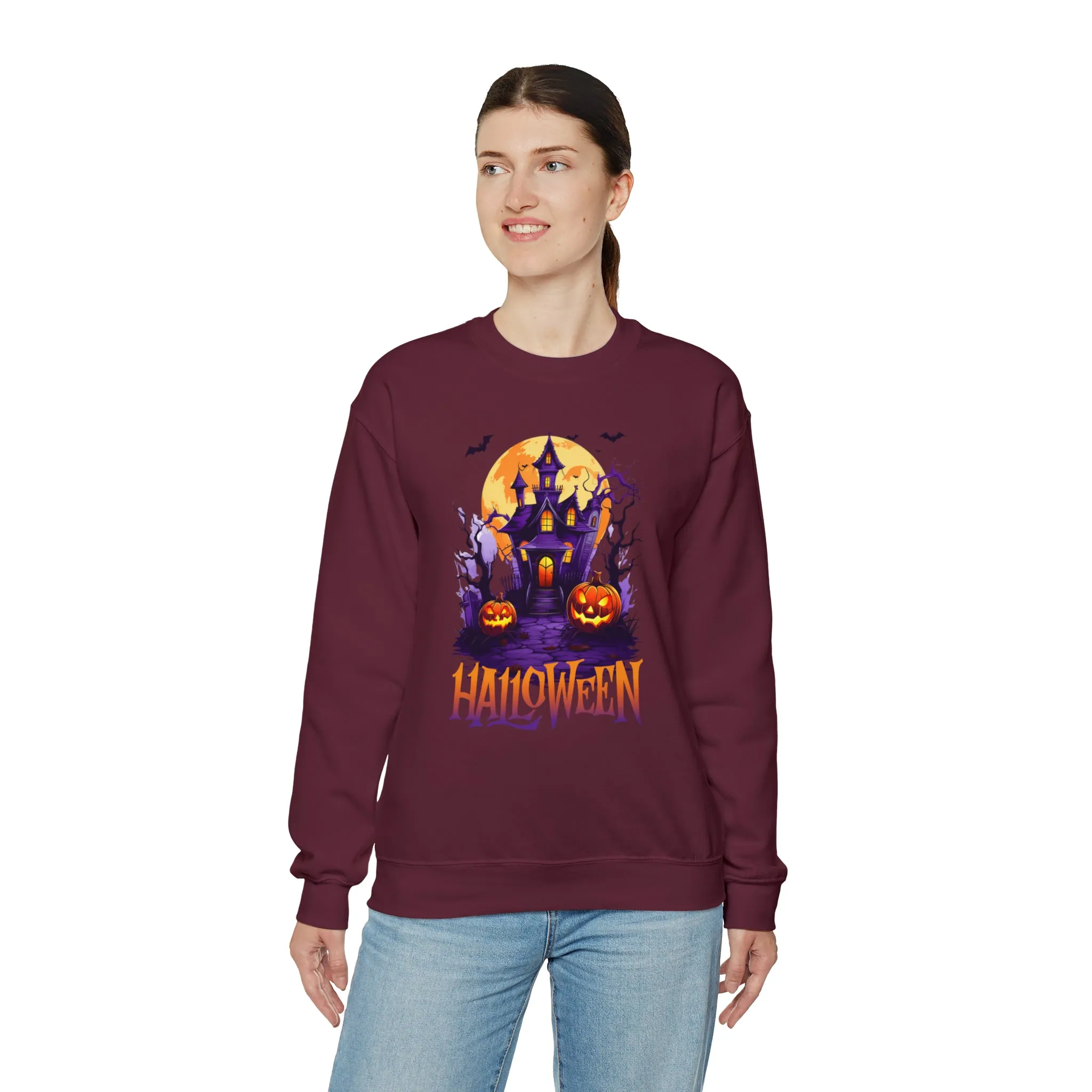 Halloween Haunted House Sweatshirt, Scary Halloween Sweatshirt, Funny Creepy Sweatshirt, Party Shirt, Unisex Heavy Blend Shirt