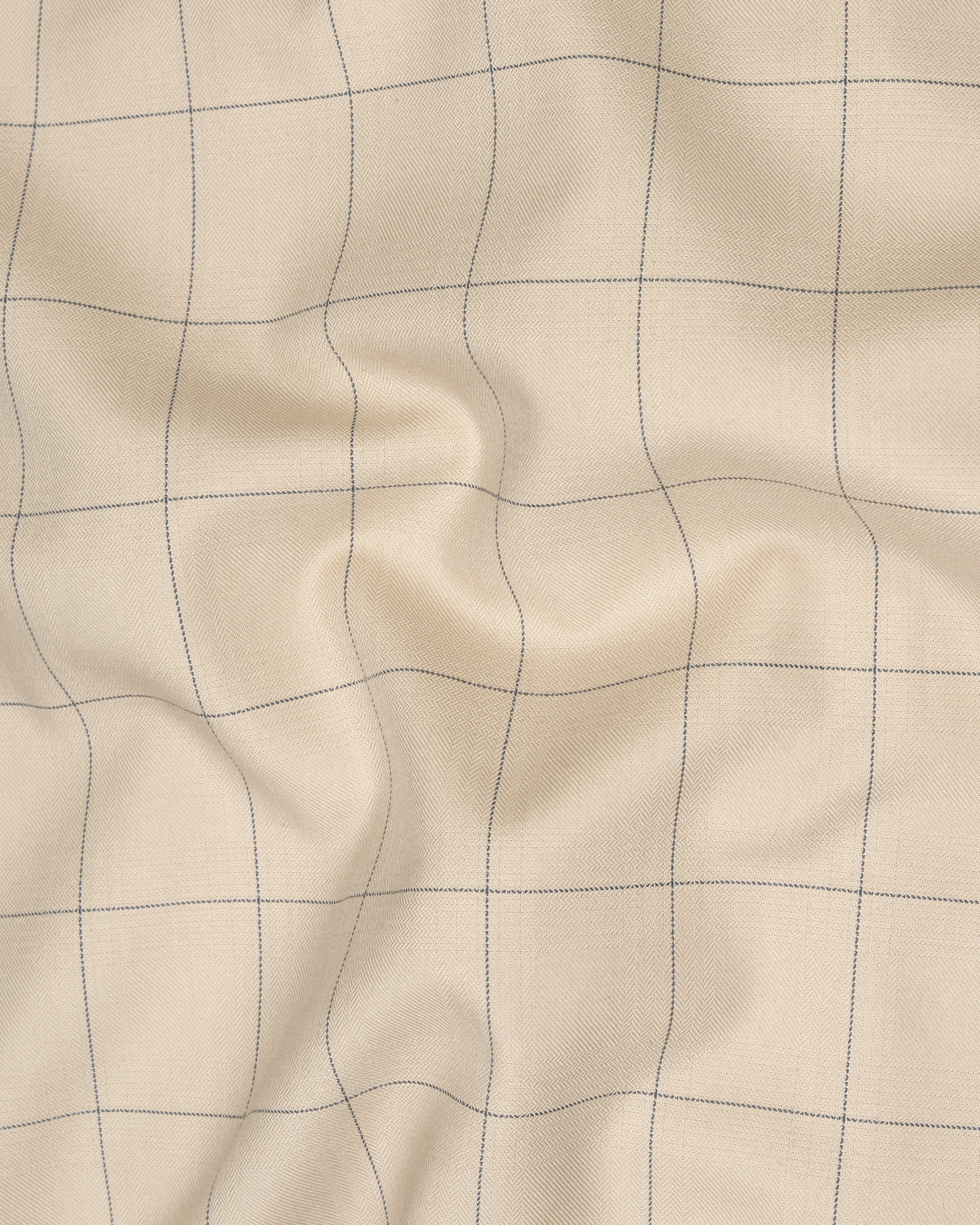 Hampton Cream Windowpane Bandhgala Designer Blazer