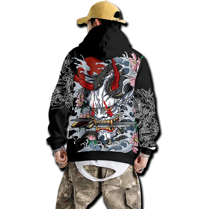 Hannya Mask Pullover Winter Hoodie