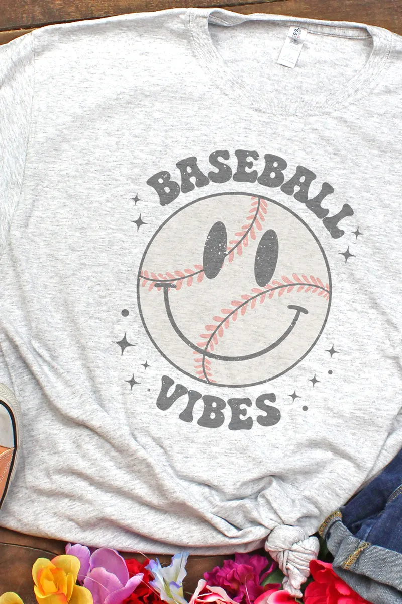 Happy Face Baseball Vibes Dri-Power 50/50 Tee