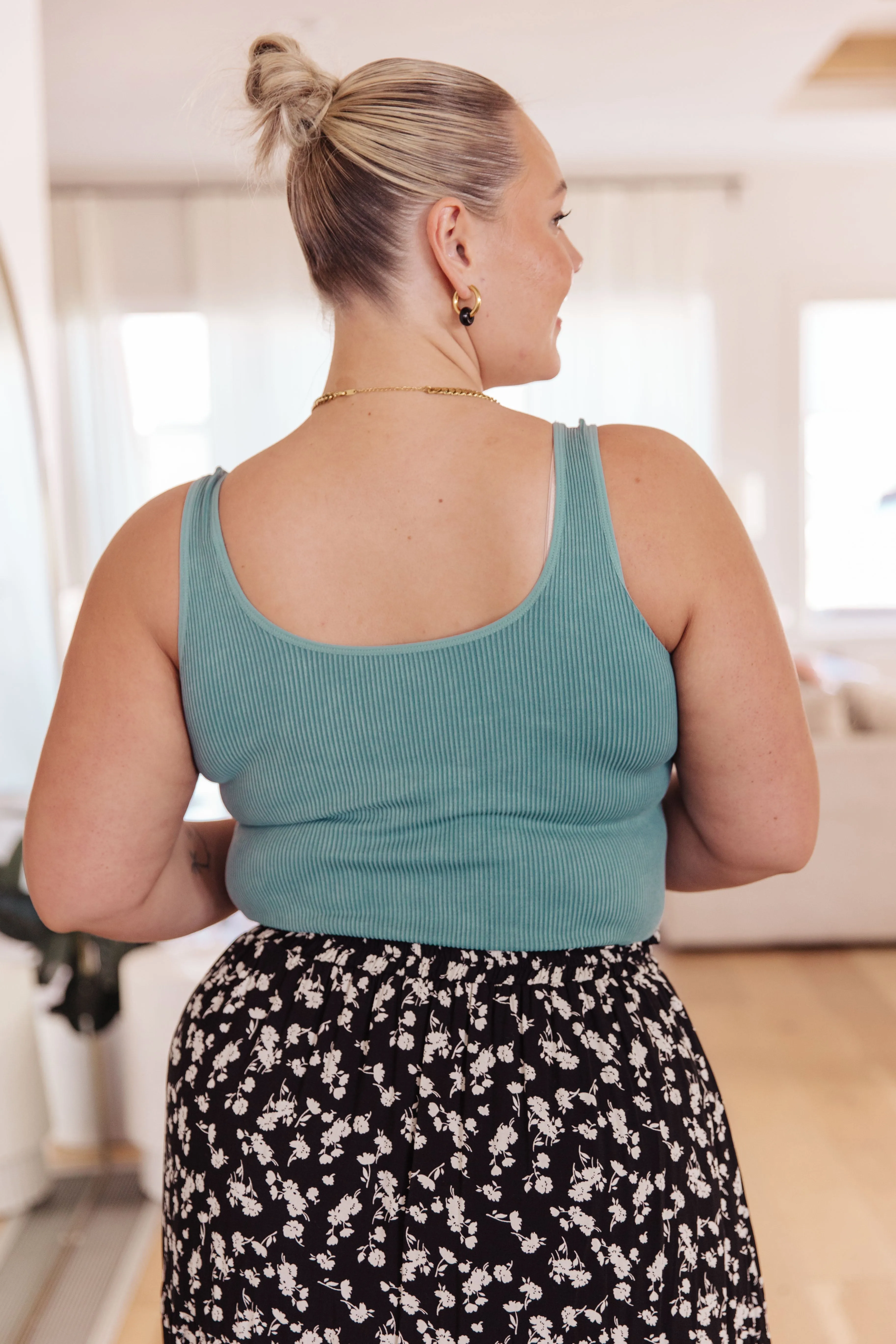 Hazel Blues® |  Fundamentals Ribbed Seamless Reversible Tank in Vintage Blue