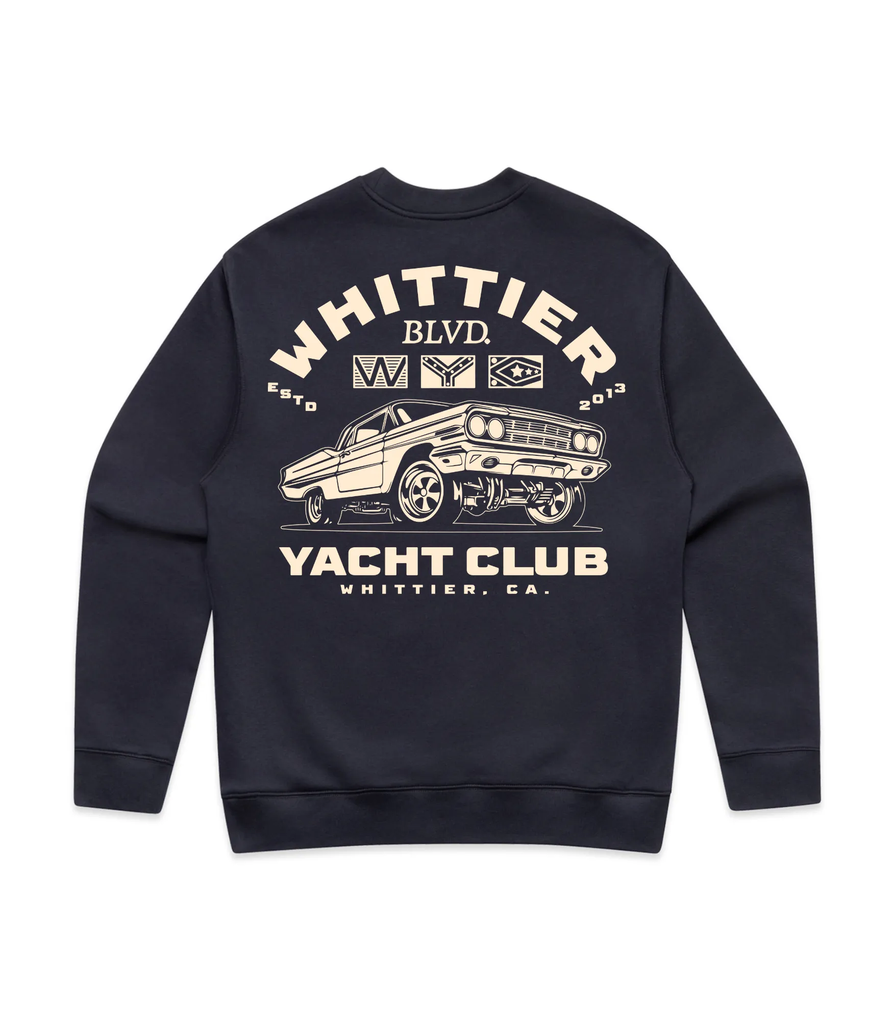 Heavy Faded Whittier Yacht Club Nautical Flag Crewneck