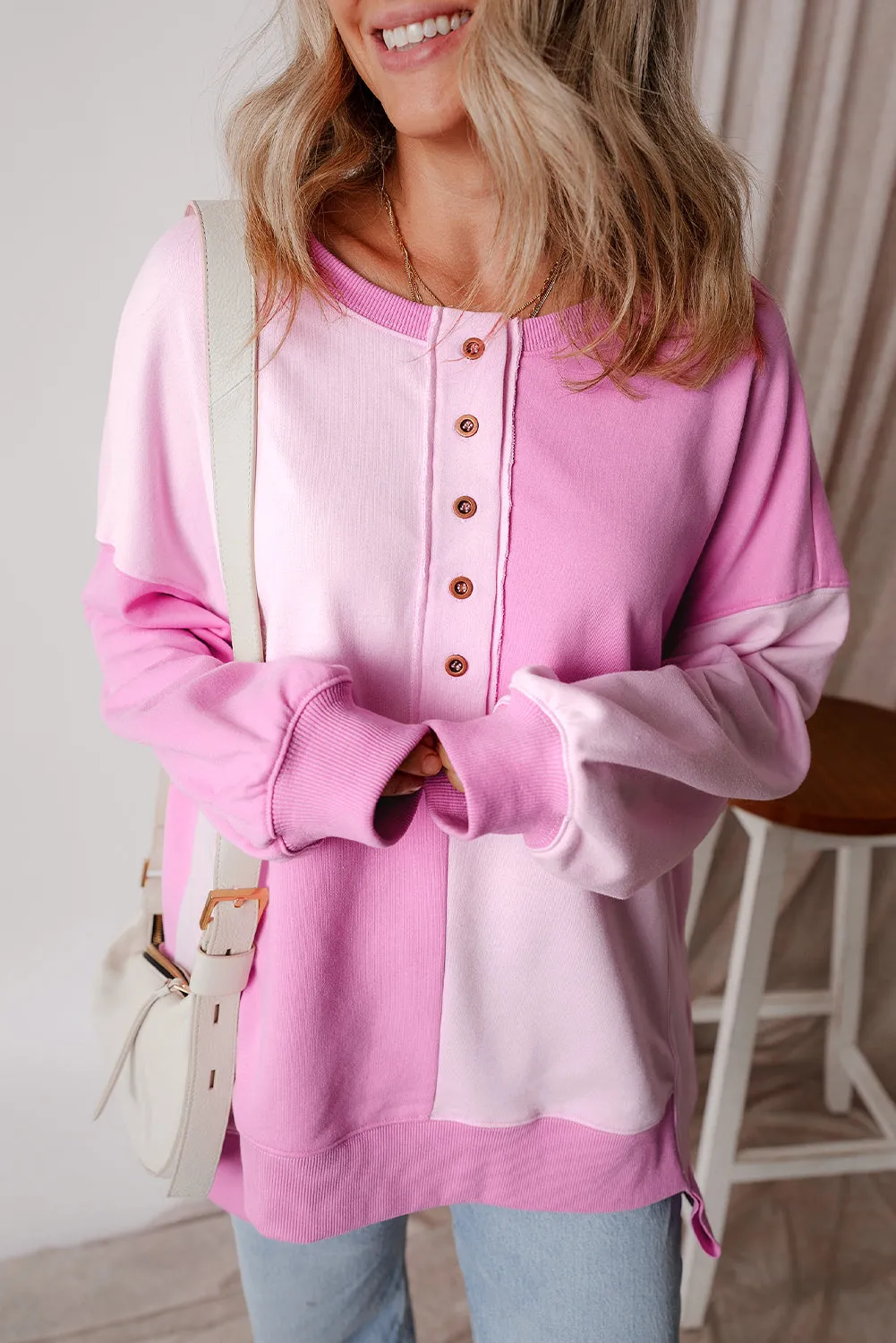 Henley High Low Oversize Sweatshirt