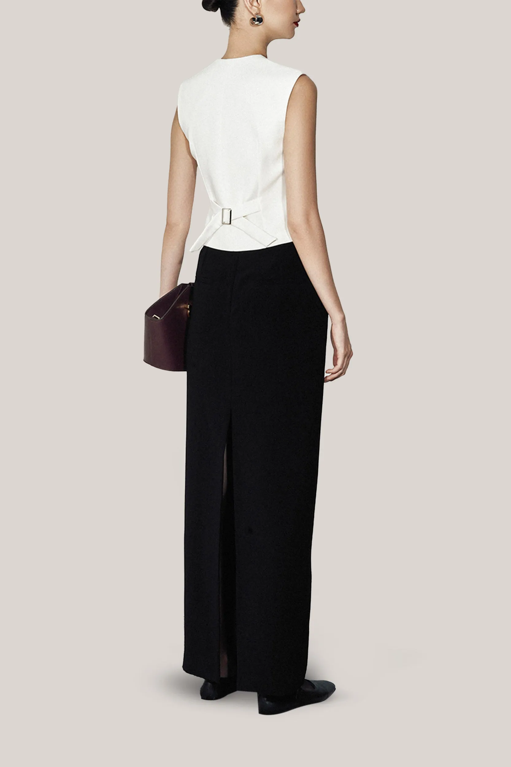 HOBB • Vespera Straight Back Slit Twill Ankle Length Skirt