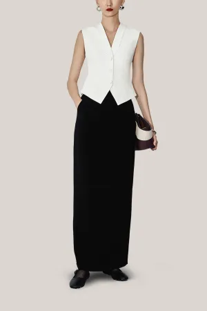 HOBB • Vespera Straight Back Slit Twill Ankle Length Skirt