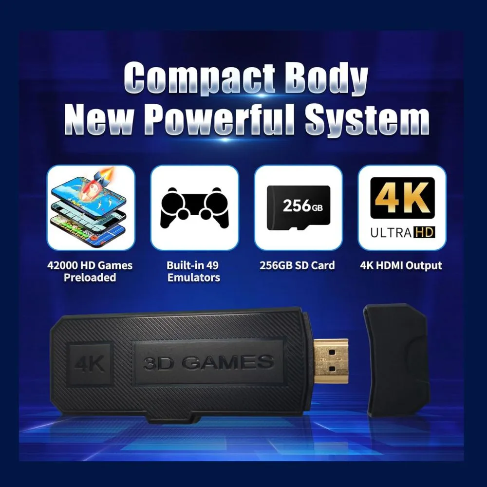 Homlly 4K Full HD 30,000  /40,000  / 58,000  Retro Video Game Console Stick with 2 Wireless Controller
