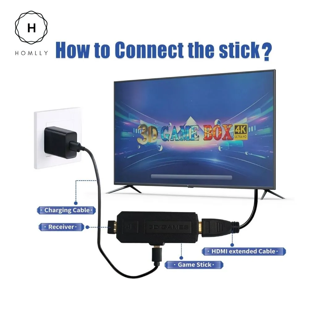 Homlly 4K Full HD 30,000  /40,000  / 58,000  Retro Video Game Console Stick with 2 Wireless Controller