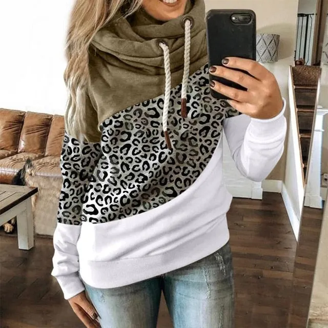 Hoodies Women Ladies Solid Hooded Turtleneck Long Sleeve Sweatshirt Pullover Tops Shirt Sudadera Mujer