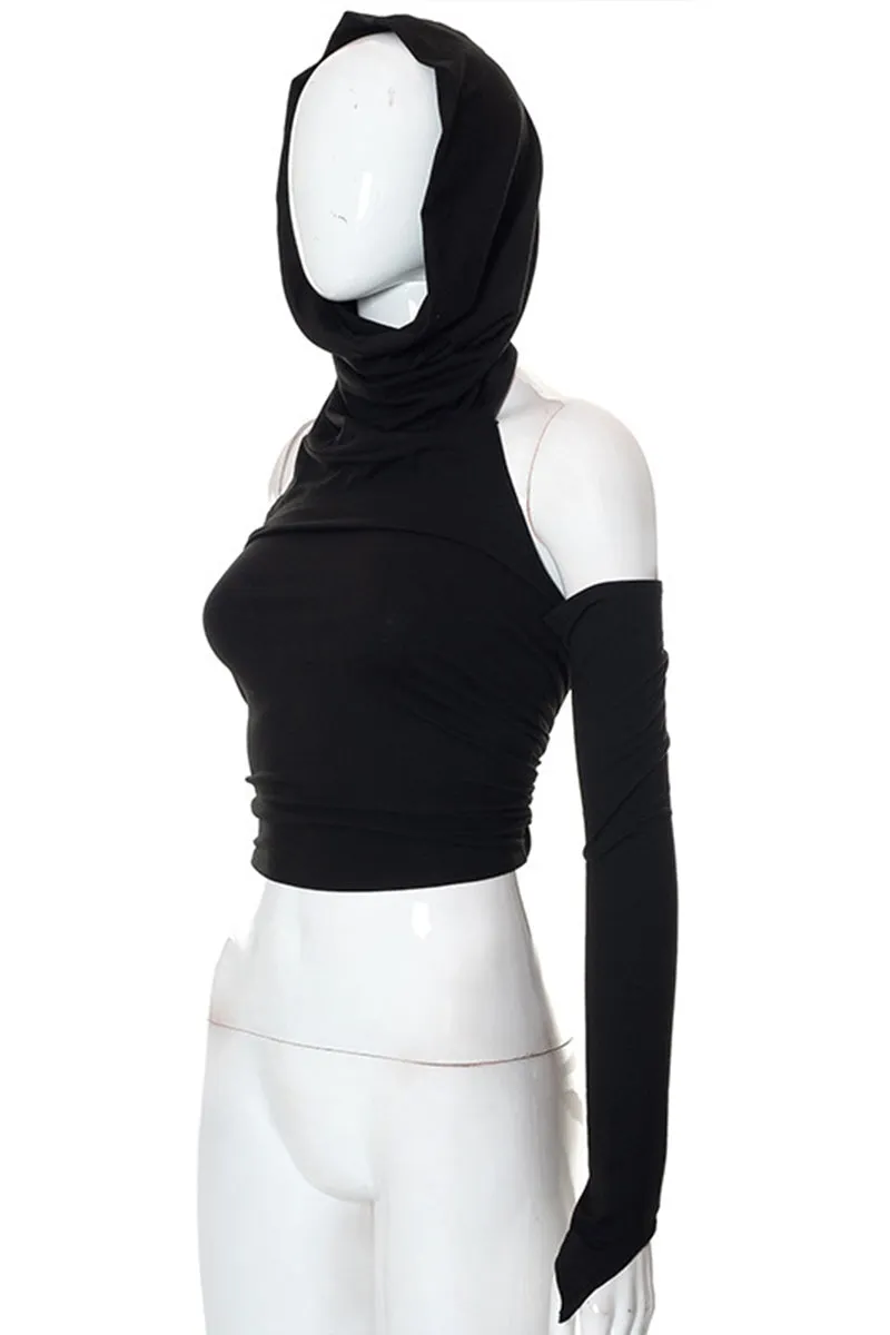 HTO3063 One-Shoulder Hooded Tanks