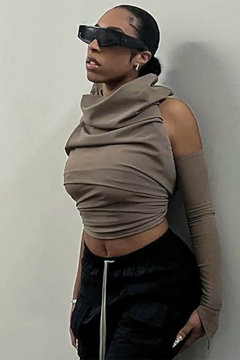 HTO3063 One-Shoulder Hooded Tanks