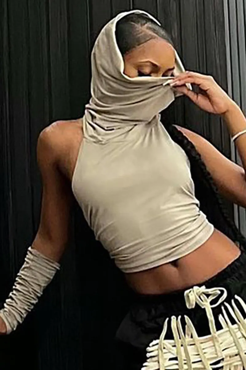 HTO3063 One-Shoulder Hooded Tanks