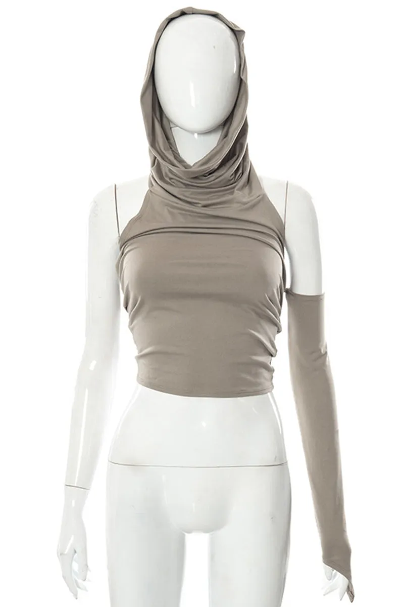 HTO3063 One-Shoulder Hooded Tanks