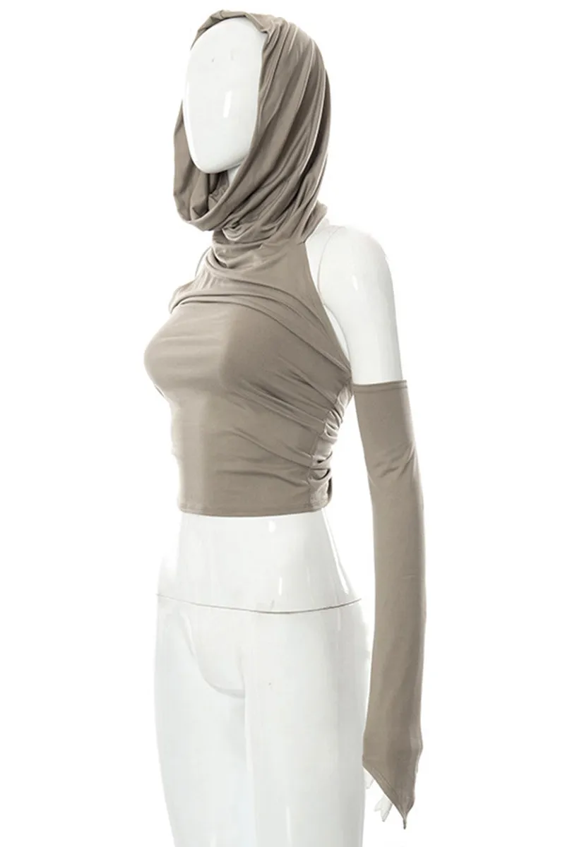 HTO3063 One-Shoulder Hooded Tanks