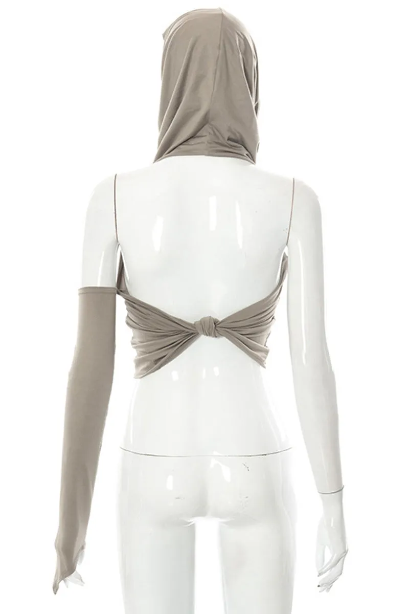 HTO3063 One-Shoulder Hooded Tanks