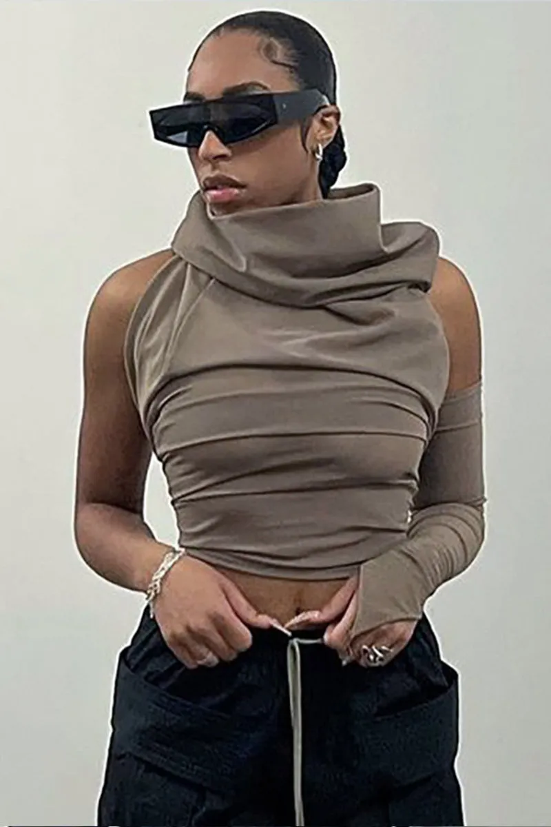 HTO3063 One-Shoulder Hooded Tanks