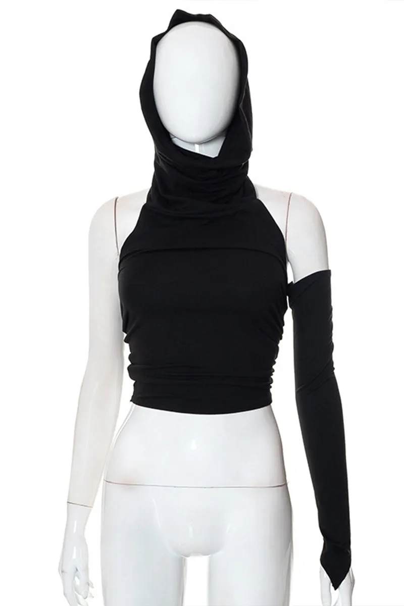 HTO3063 One-Shoulder Hooded Tanks