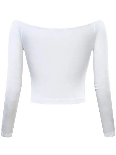 HUHOT Off-Shoulder Crop Blouse Bodysuit