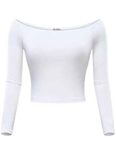 HUHOT Off-Shoulder Crop Blouse Bodysuit
