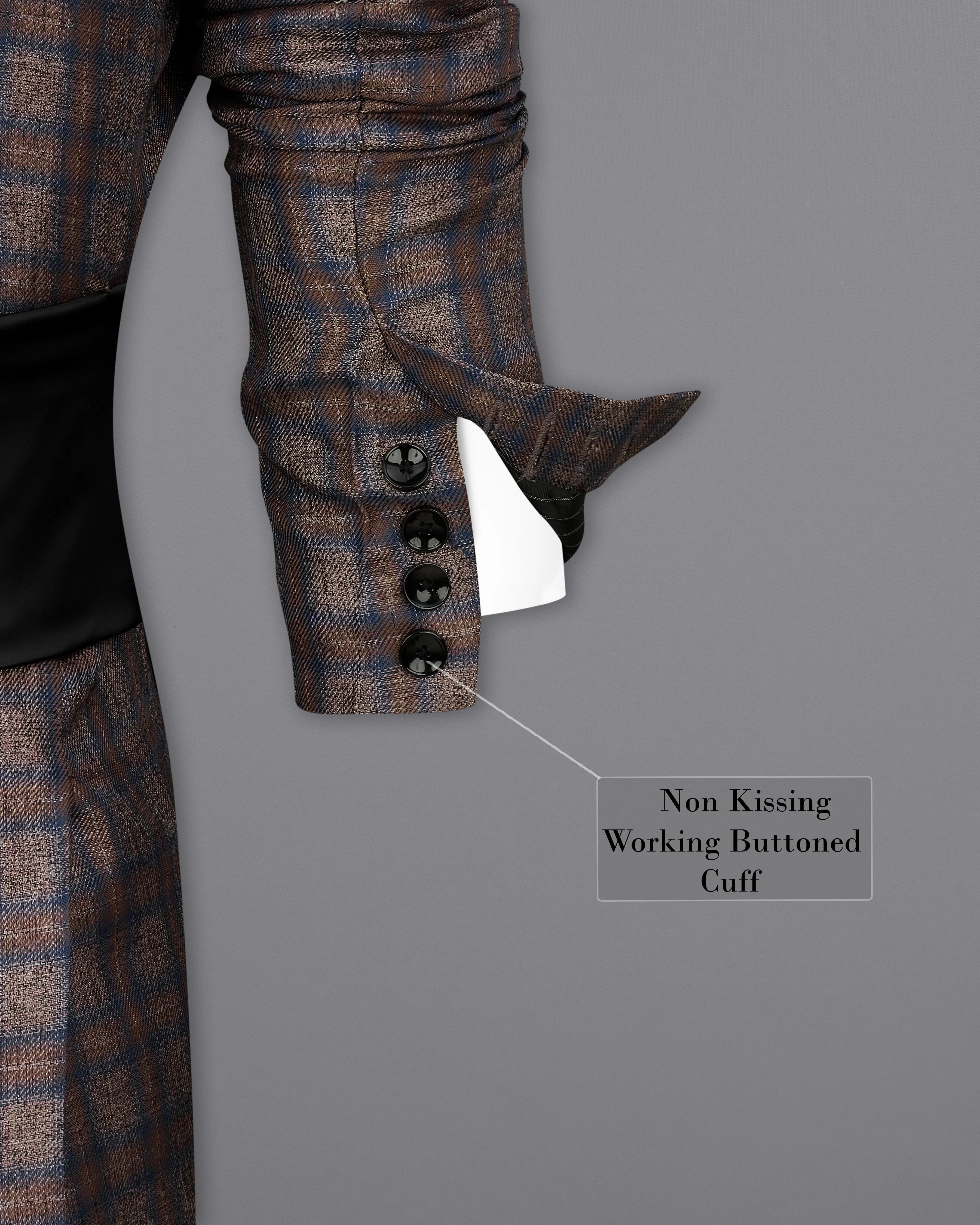 Hurricane Brown Plaid Tuxedo Designer Blazer with Shawl