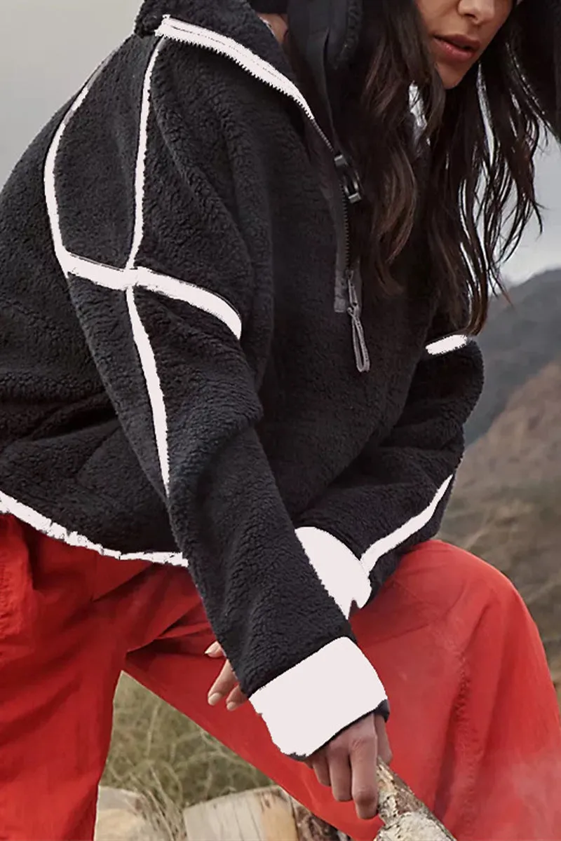 HWR1142 Cozy Contrast Pullover Top
