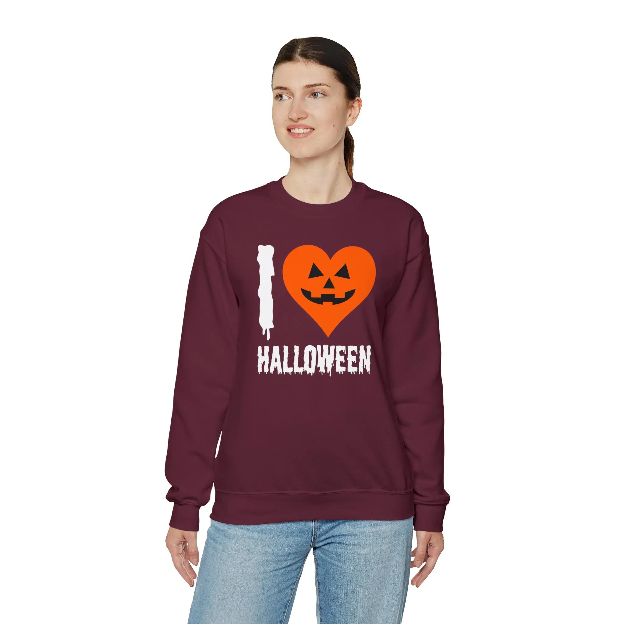 I Love Halloween Sweatshirt, Pumpkin Heart Sweatshirt , Funny Halloween Sweatshirt, Women's Funny Season Shirt