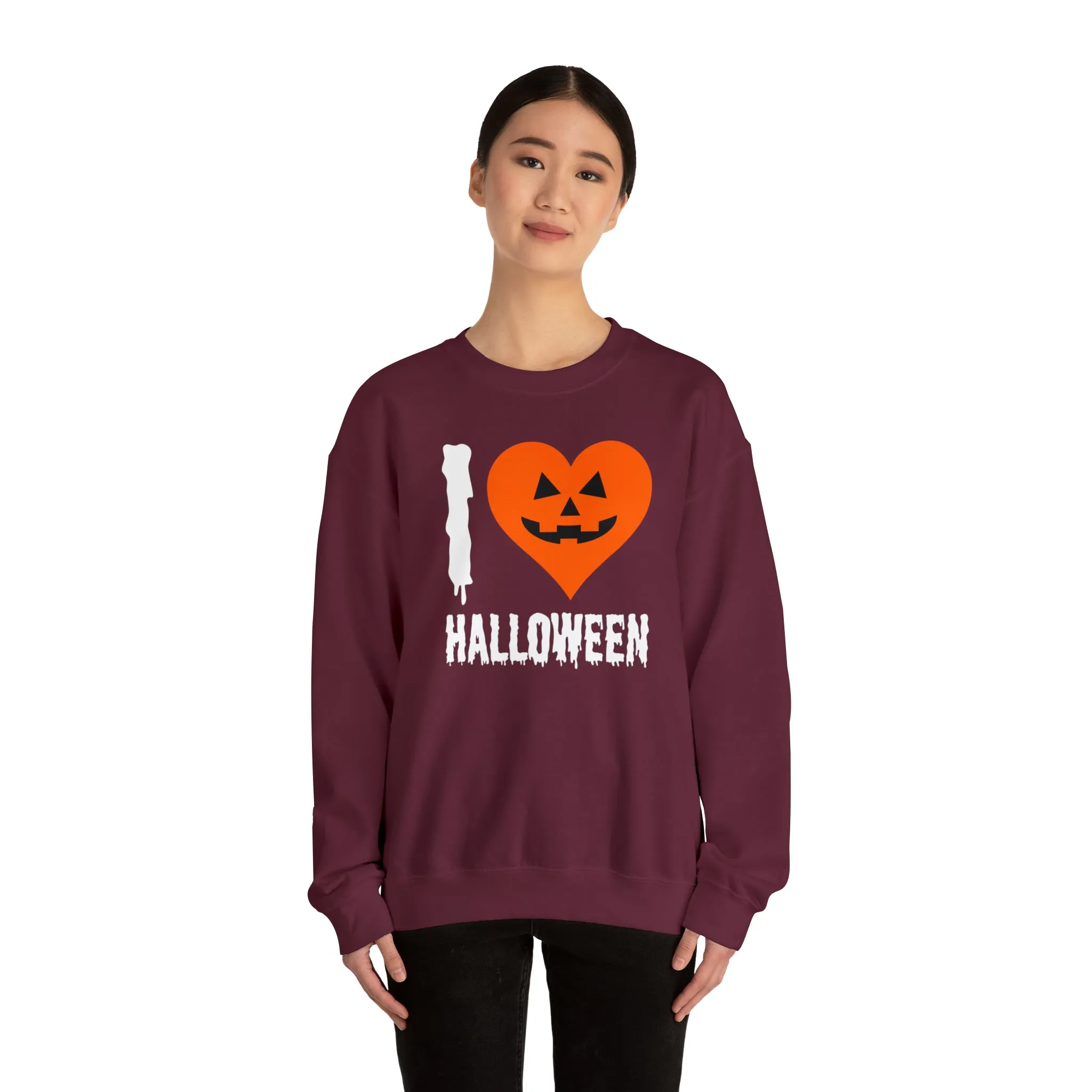 I Love Halloween Sweatshirt, Pumpkin Heart Sweatshirt , Funny Halloween Sweatshirt, Women's Funny Season Shirt