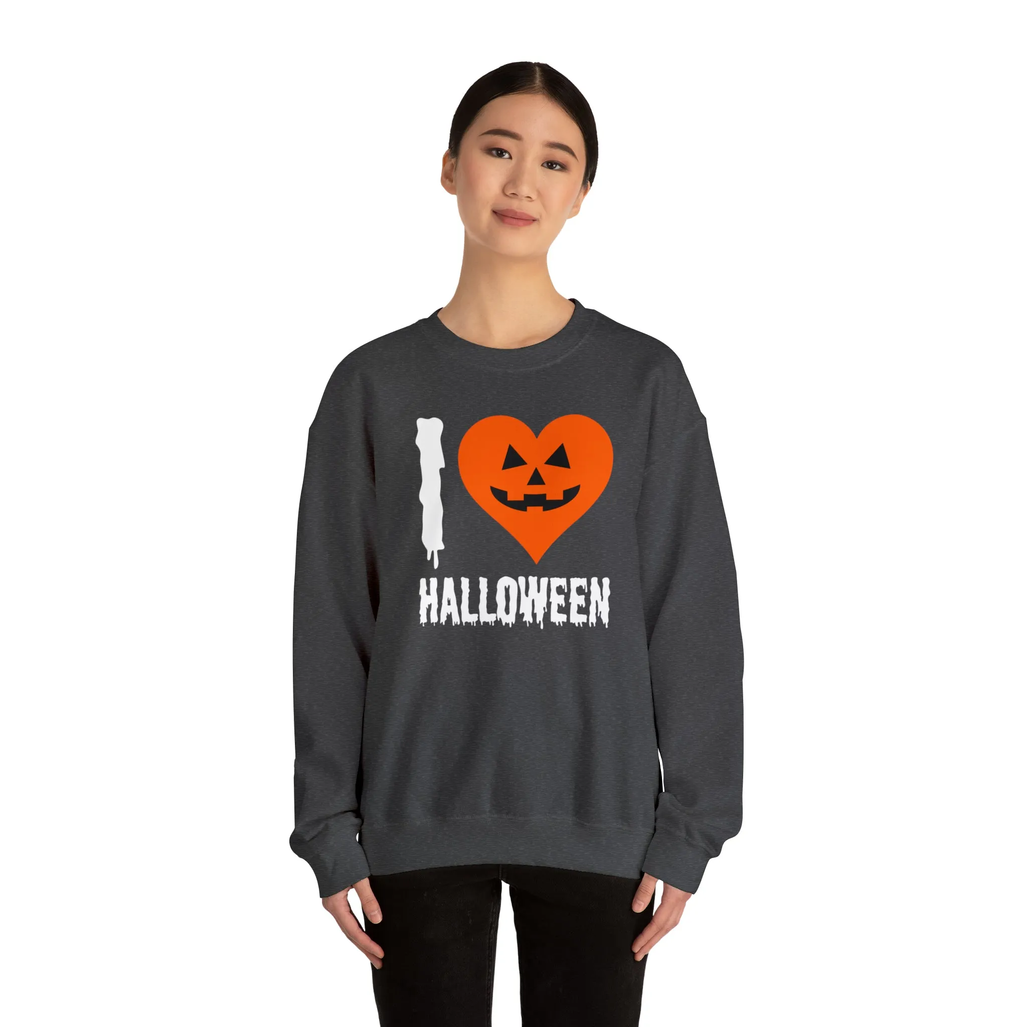 I Love Halloween Sweatshirt, Pumpkin Heart Sweatshirt , Funny Halloween Sweatshirt, Women's Funny Season Shirt