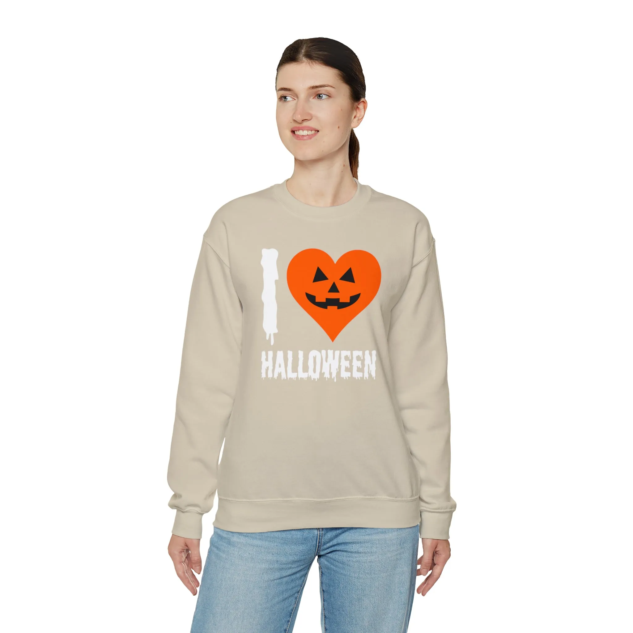 I Love Halloween Sweatshirt, Pumpkin Heart Sweatshirt , Funny Halloween Sweatshirt, Women's Funny Season Shirt