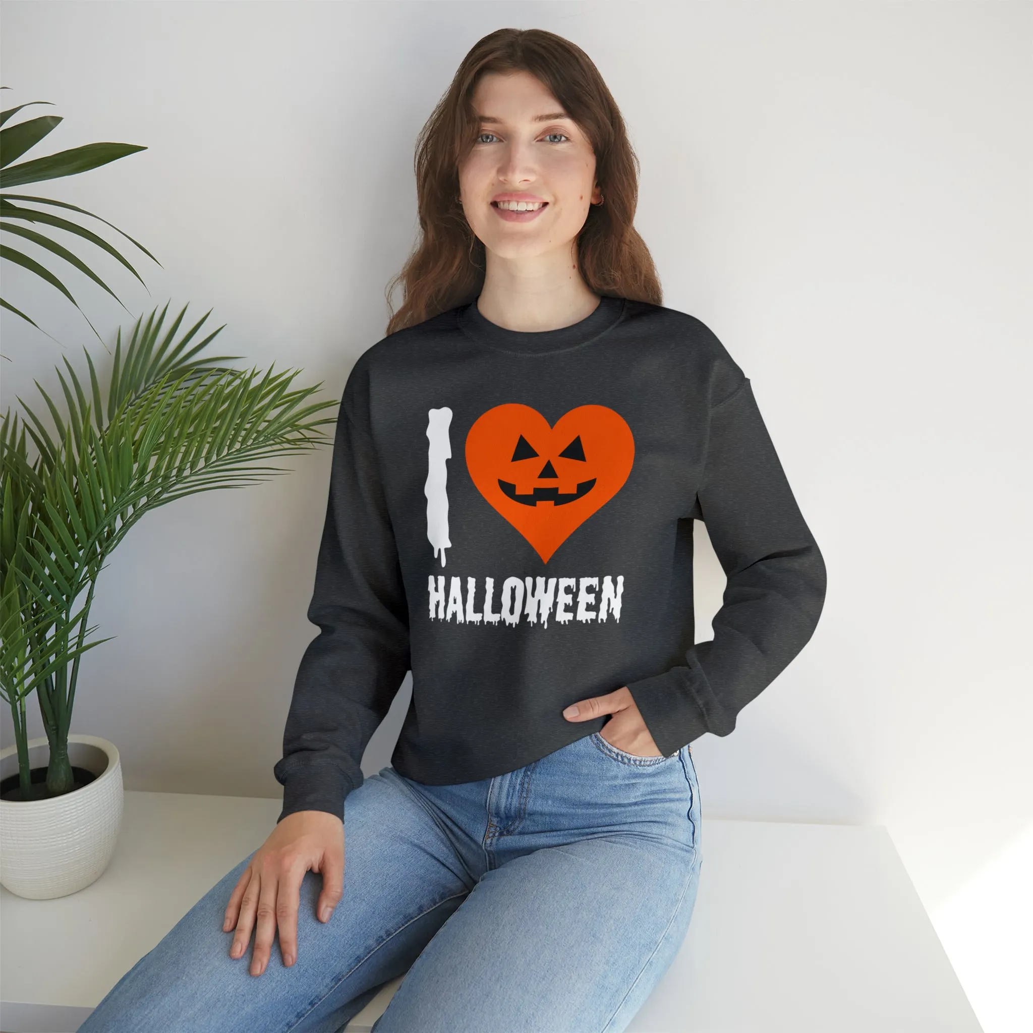 I Love Halloween Sweatshirt, Pumpkin Heart Sweatshirt , Funny Halloween Sweatshirt, Women's Funny Season Shirt