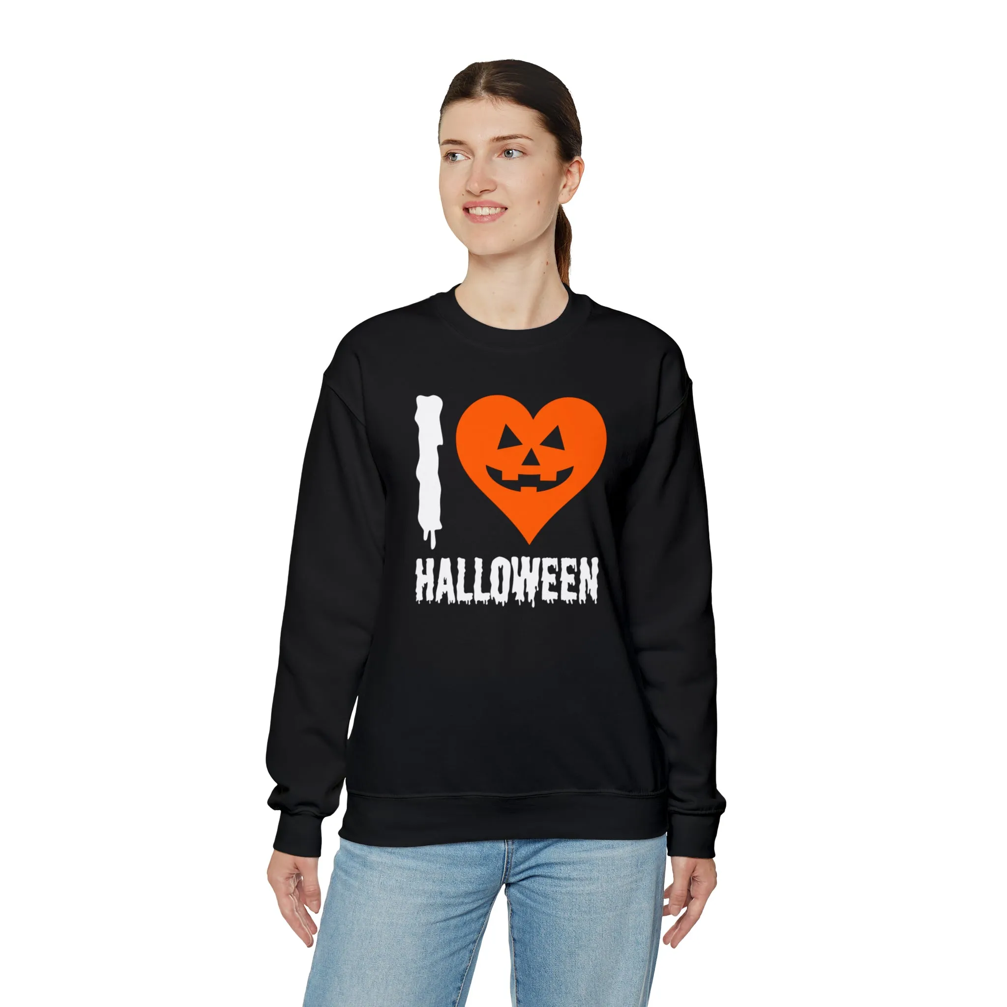 I Love Halloween Sweatshirt, Pumpkin Heart Sweatshirt , Funny Halloween Sweatshirt, Women's Funny Season Shirt