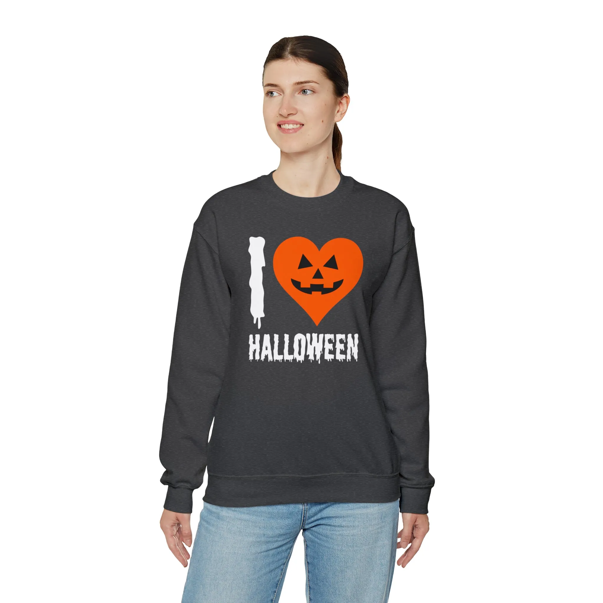 I Love Halloween Sweatshirt, Pumpkin Heart Sweatshirt , Funny Halloween Sweatshirt, Women's Funny Season Shirt
