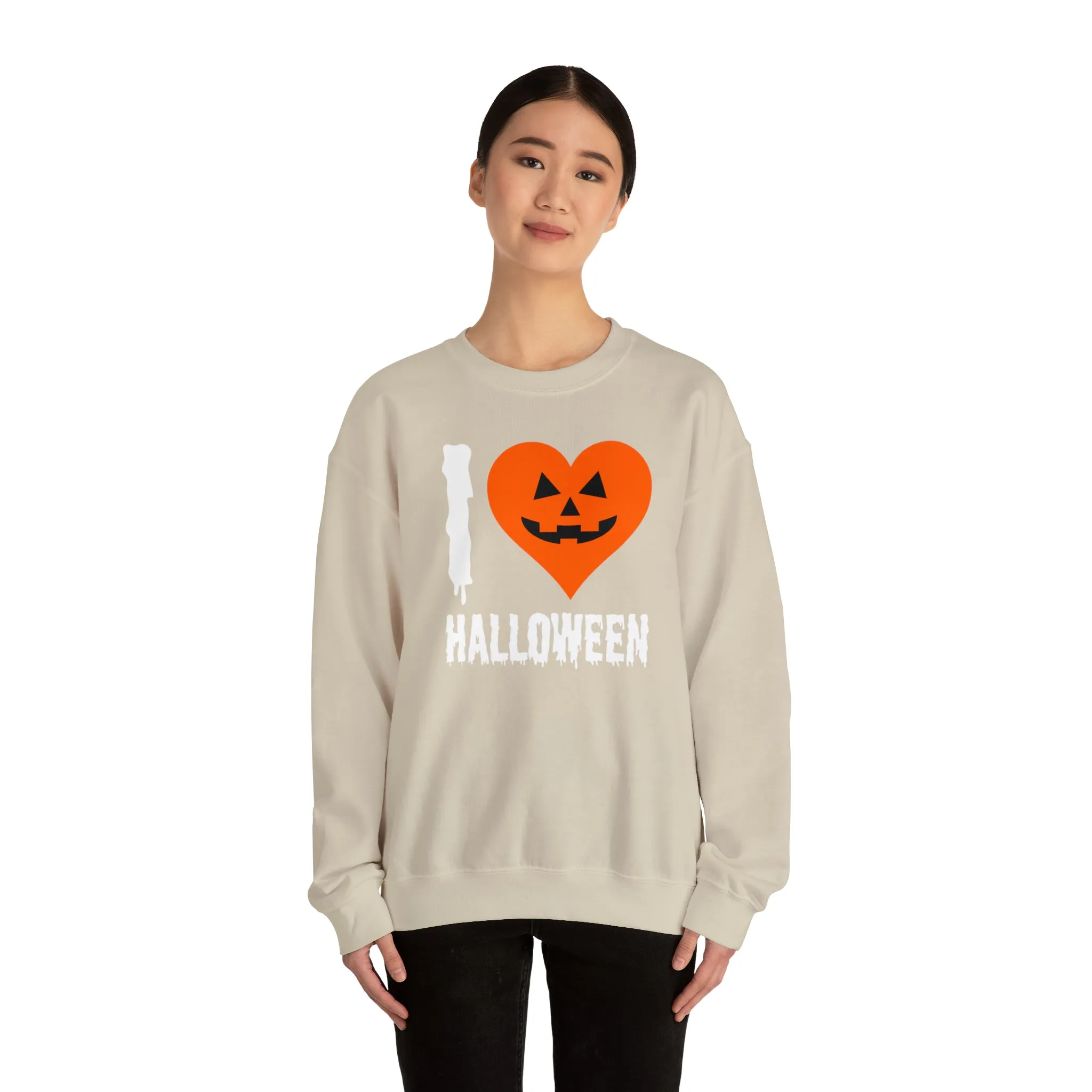 I Love Halloween Sweatshirt, Pumpkin Heart Sweatshirt , Funny Halloween Sweatshirt, Women's Funny Season Shirt