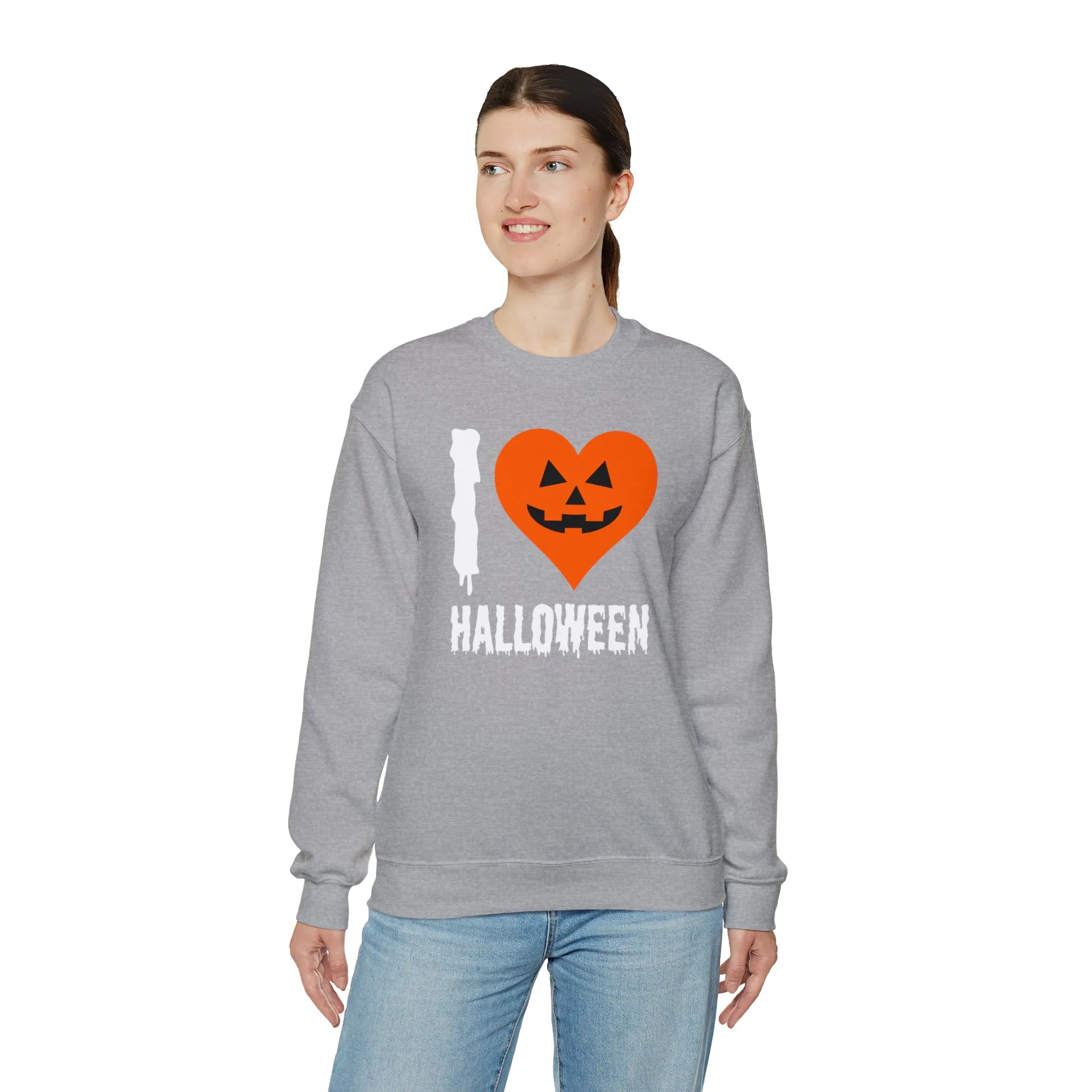 I Love Halloween Sweatshirt, Pumpkin Heart Sweatshirt , Funny Halloween Sweatshirt, Women's Funny Season Shirt
