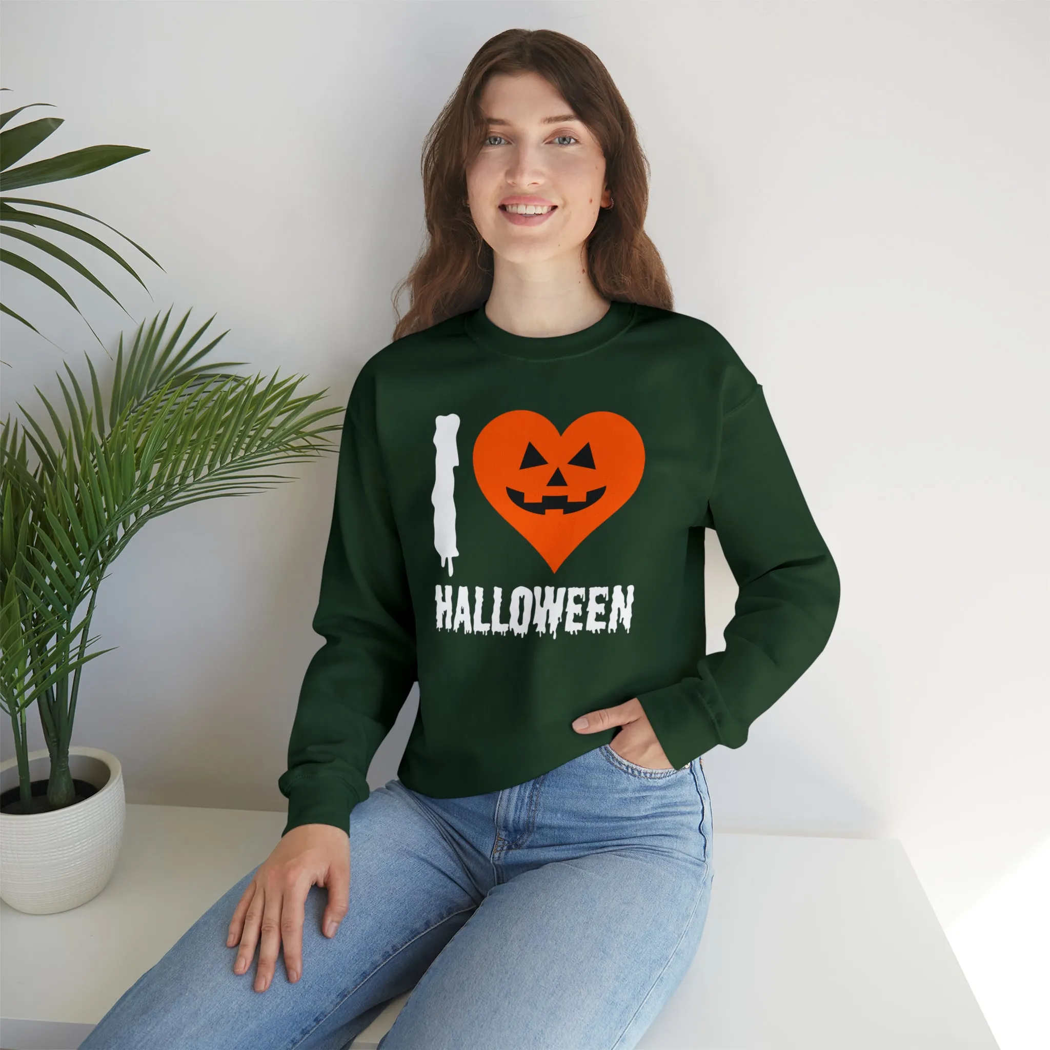 I Love Halloween Sweatshirt, Pumpkin Heart Sweatshirt , Funny Halloween Sweatshirt, Women's Funny Season Shirt